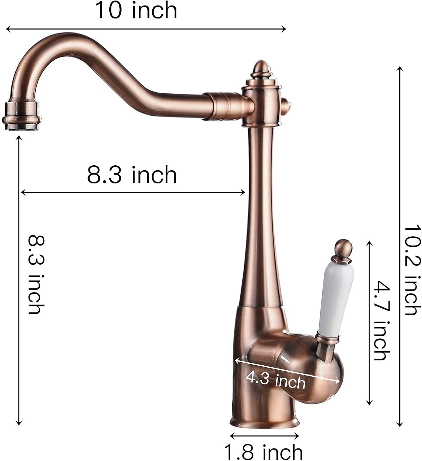 Exсluѕіvе Dіѕсоunt 🔥 Greenspring Kitchen Sink Faucet Copper Traditional Period Single Ceramic Lever One Hole Mixer Tap 360° Degree Swivel Wet Bar Sink Faucet