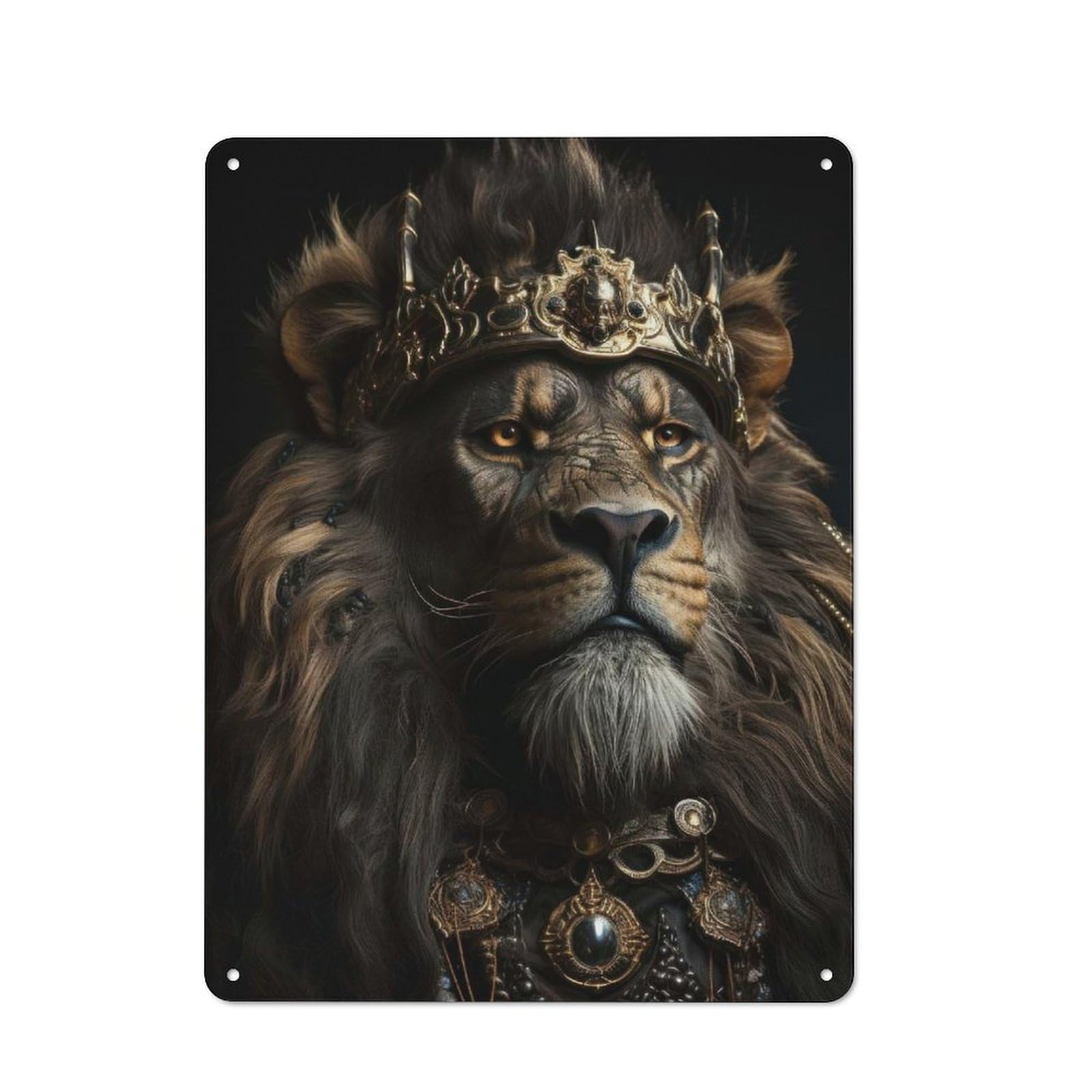 Junmoney The King Wearing A Crown Tin Wall Plaque 40X30cm With For Living Room Or Hallway, For Garage, Workshop And Man Cave Decoration