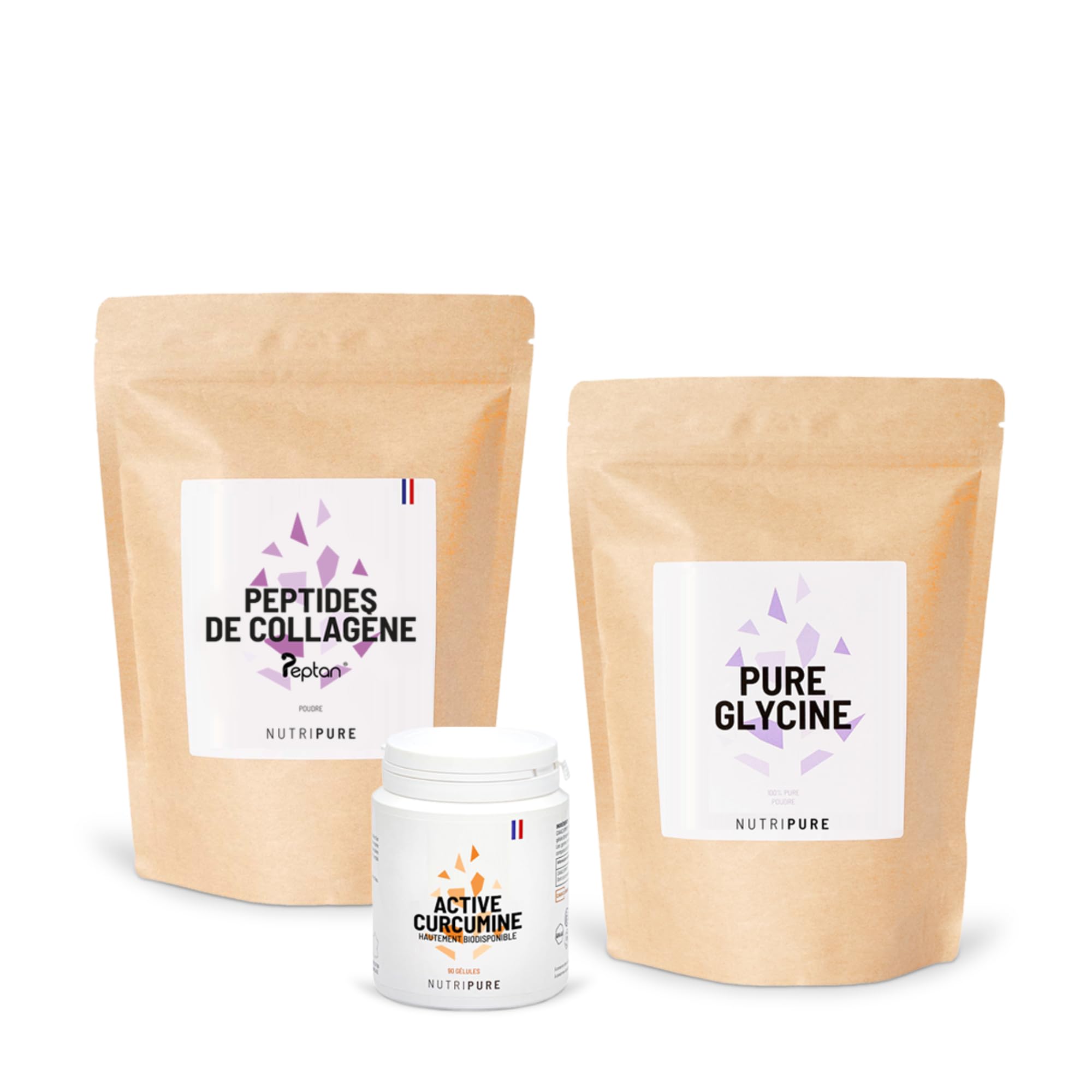 Nutripure | Pack Tendinites | Peptan® B 2000 Daltons | Pour les personnes ayant des tendinites passagères ou chroniques | Pure Glycine | Active Curcumine | Made in France