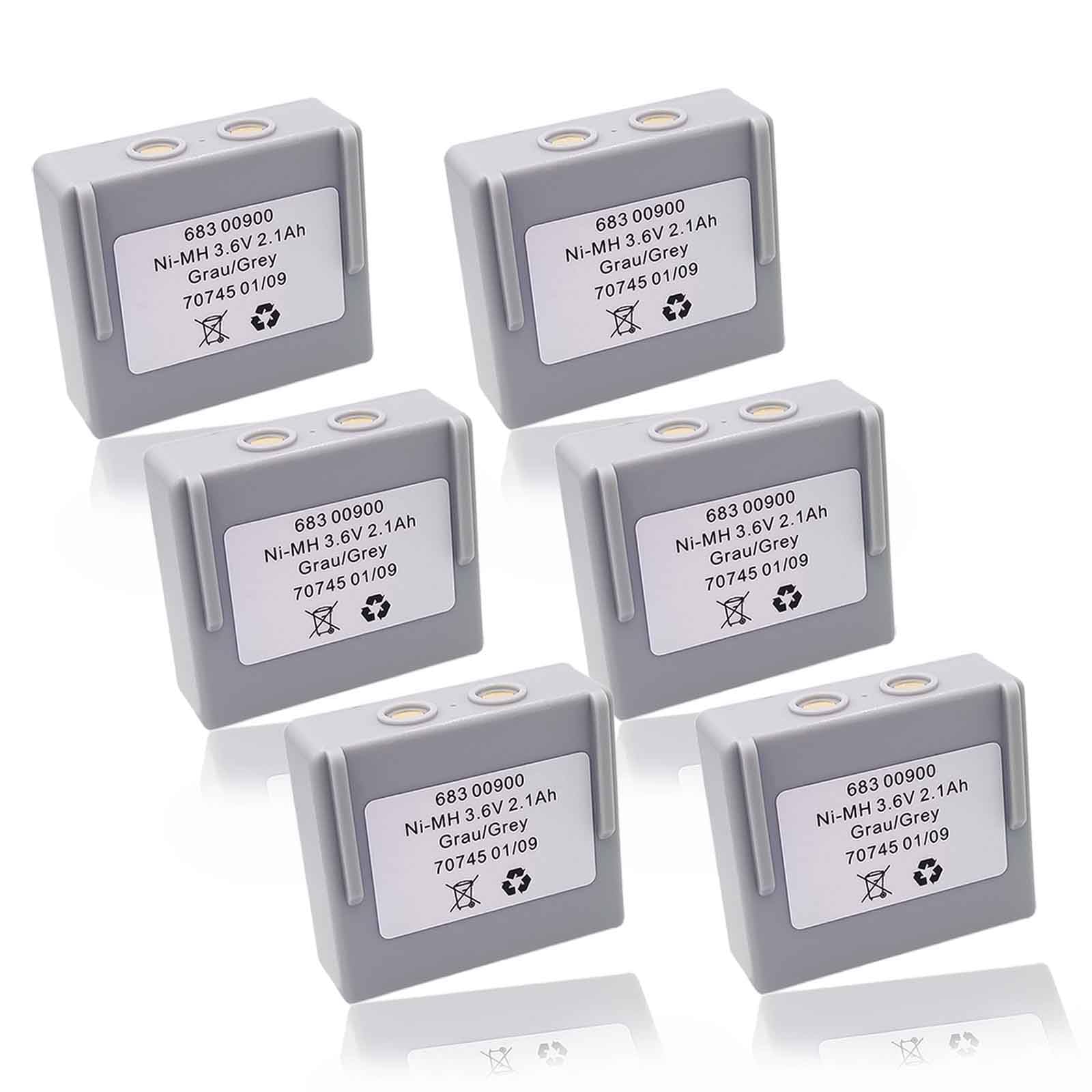 ?? 6 Pcs ??3.6V 2100mAh 68300900 Rechargeable Ni-MH Battery for HETRONIC Remote Control, Grau/Grey