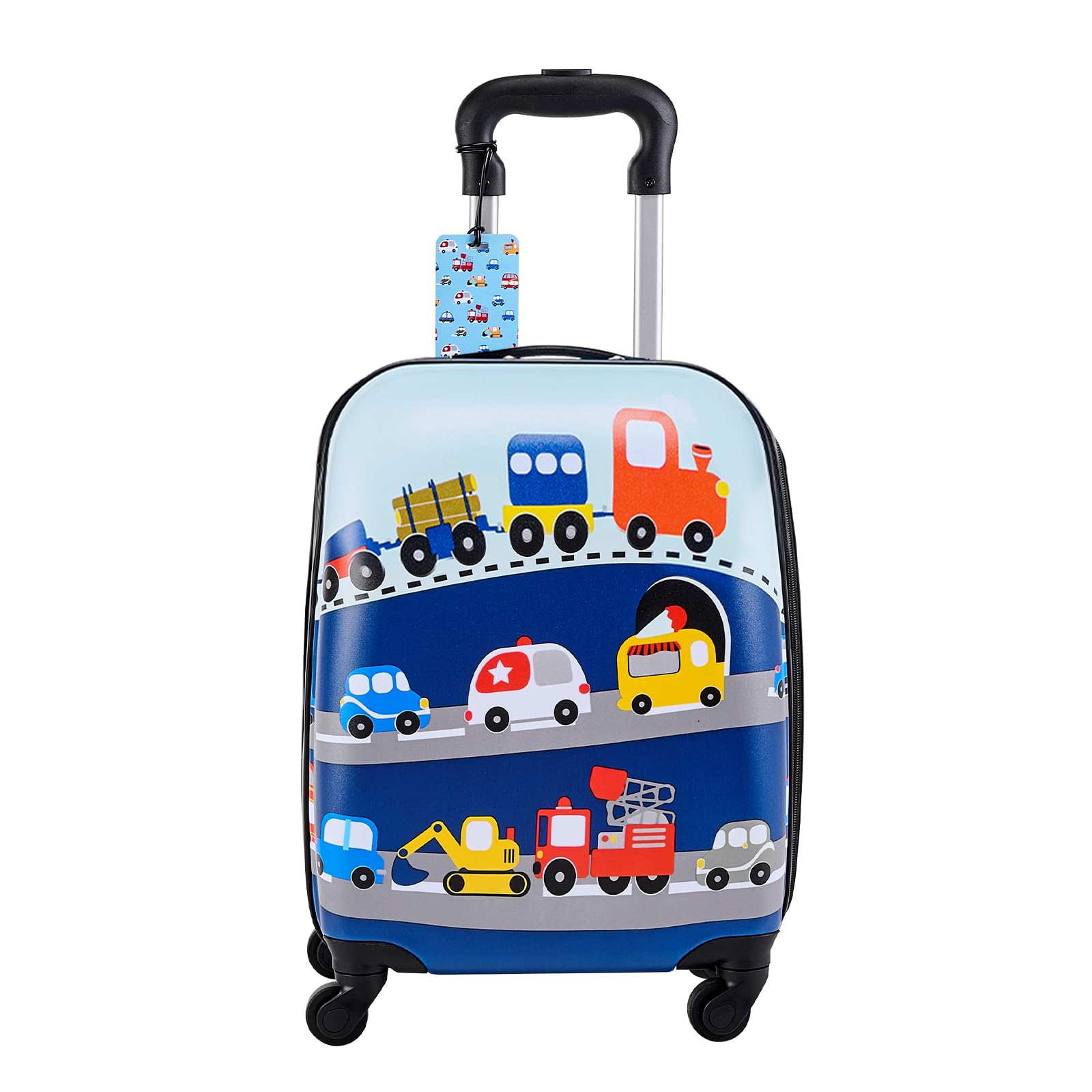 VEVOR Juego de Maletas para Niños 5 Piezas, Maleta de Cabina 45,7 cm, Mochila con Cojín Cervical, Bolsa para Comida y Etiqueta de Equipaje, Camión Azul, Equipajes Infantiles para Viaje Escuela Camping