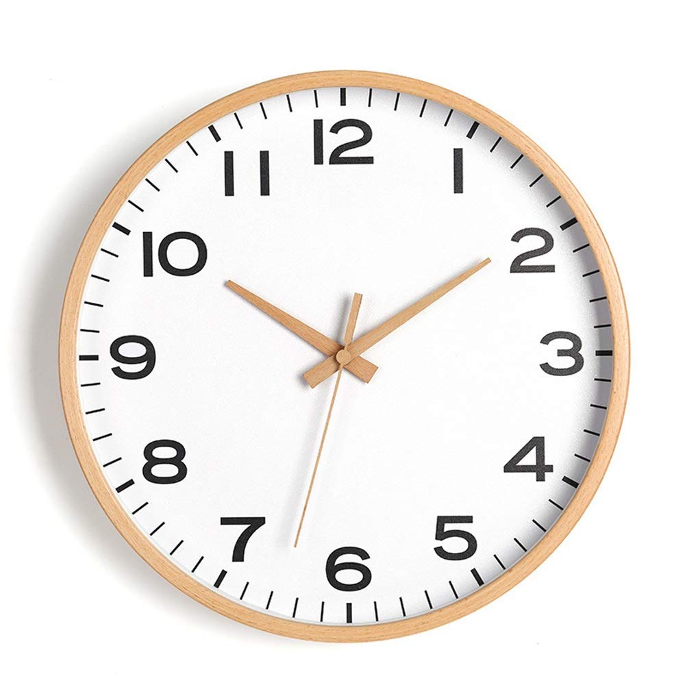 Horloge murale muet mouvement soleil aiguille bois pour salon calme