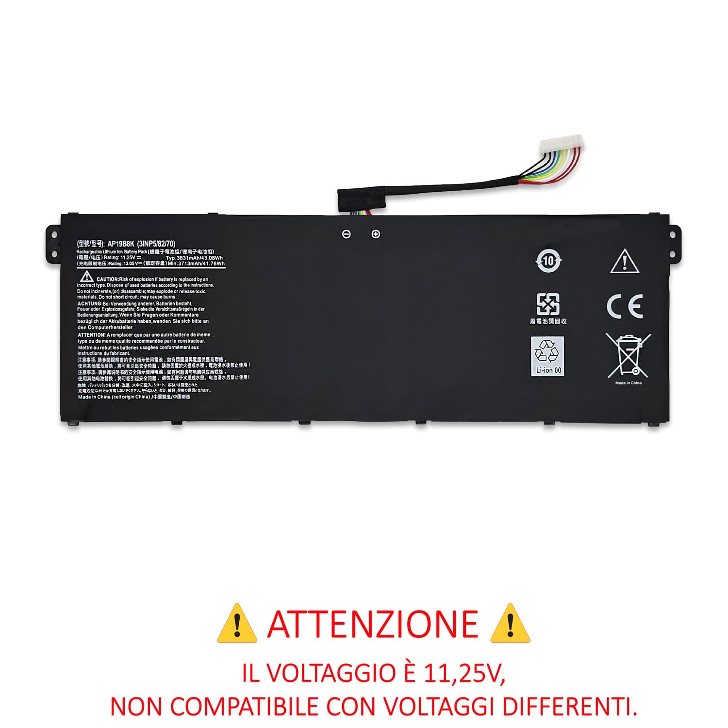 new net - Batteria AP19B8K [11.25V - 3831mAh] Compatibile con Acer Aspire 3 A315-59G-74TN, A315-N19C1, A317-33, A317-33-C151, A317-33-C1BA, A317-33-C2F6, A317-33-C2NY, A317-33-C481