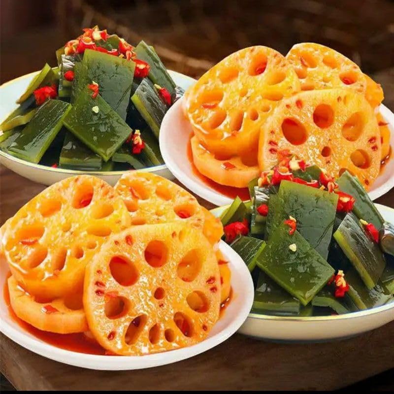 Miniatura 3 de algas ralladas, rábano seco, aperitivos picantes, frijoles agrios, sabores mixtos, encurtidos crujientes, condimentos, bocadillos instantáneos de