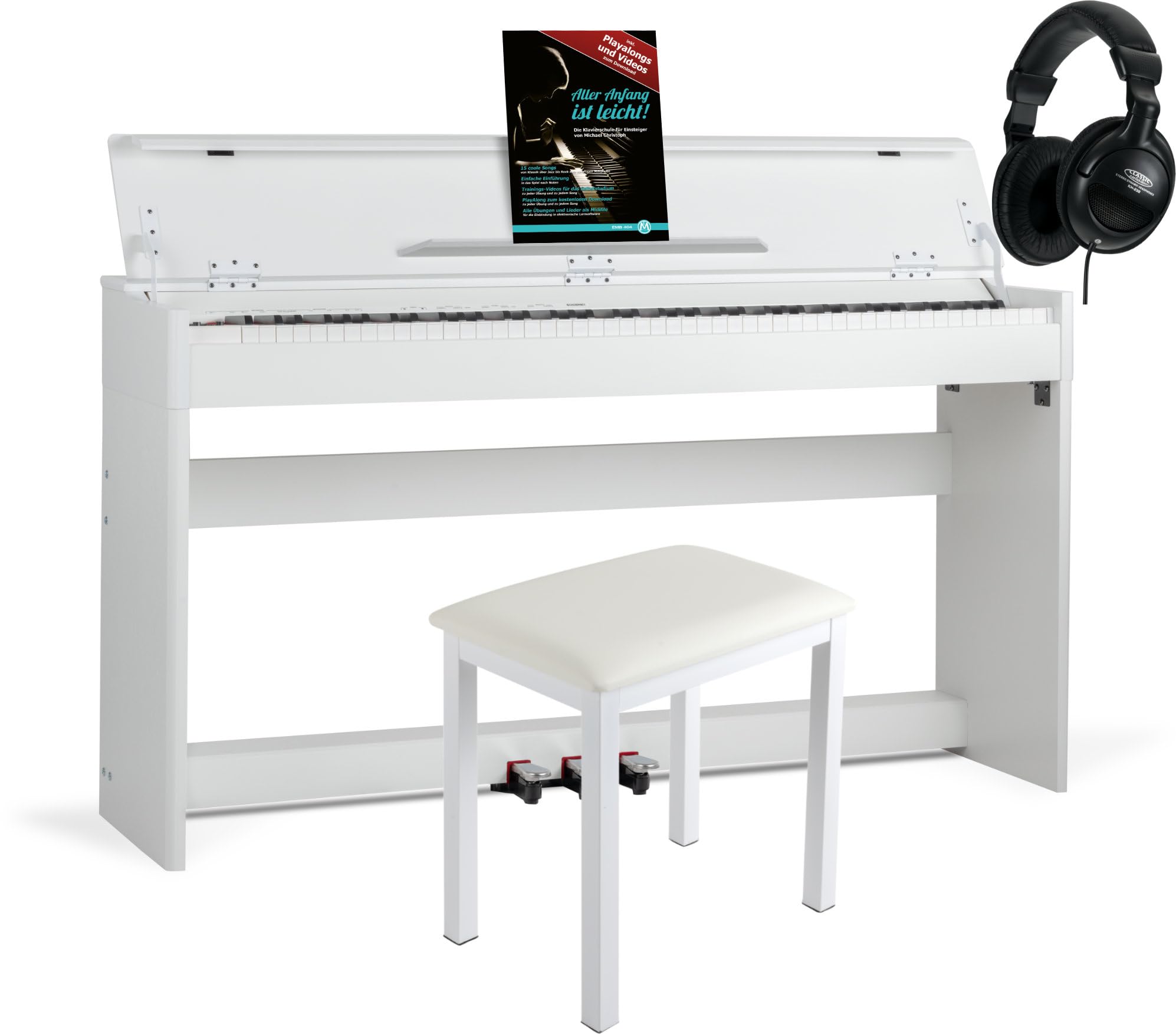 McGrey DP-18 WM E-Piano Blanco mate Set, Polifonía de 128 voces, Off) | 88 teclas ponderadas con mecanismo de martillo, Sensibilidad al tacto (On, Off), 80 canciones demo internas, 128 sonidos