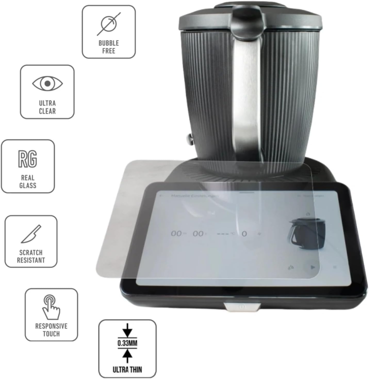 Tempered Glass Screen Protector Film Compatible for Thermomix TM7 Compatible with Accessories Ultra Clear Scratch Resistant