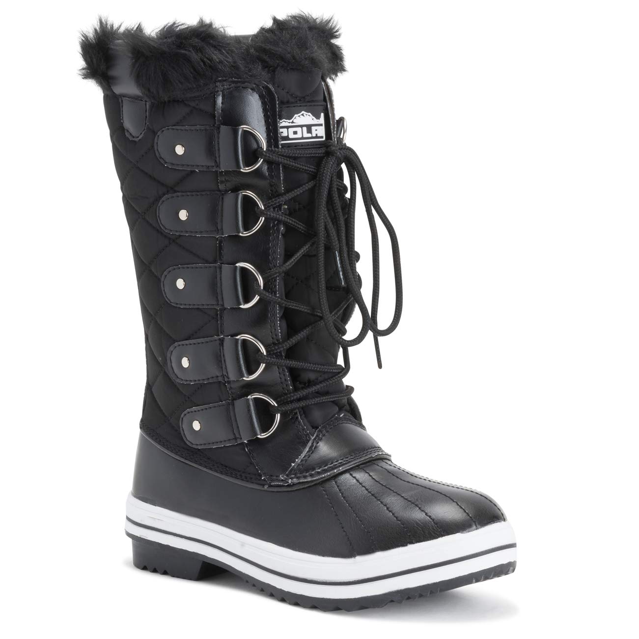 Polar Damen Schnee Stiefel Nylon Tall Wasserdicht Gefüttert Regen Stiefel