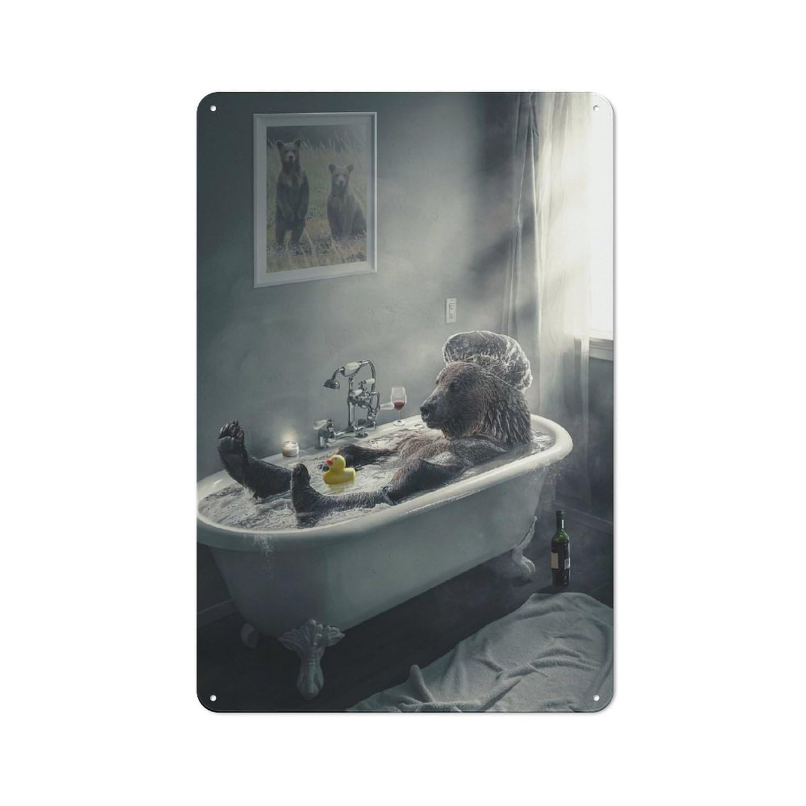 Junmoney Style-6 Metal Plaque 30X20cm With Bear Necessities For Hallway Wall, Rustic Decor, A Metal Wall Feature For Hallways And Entrance Areas