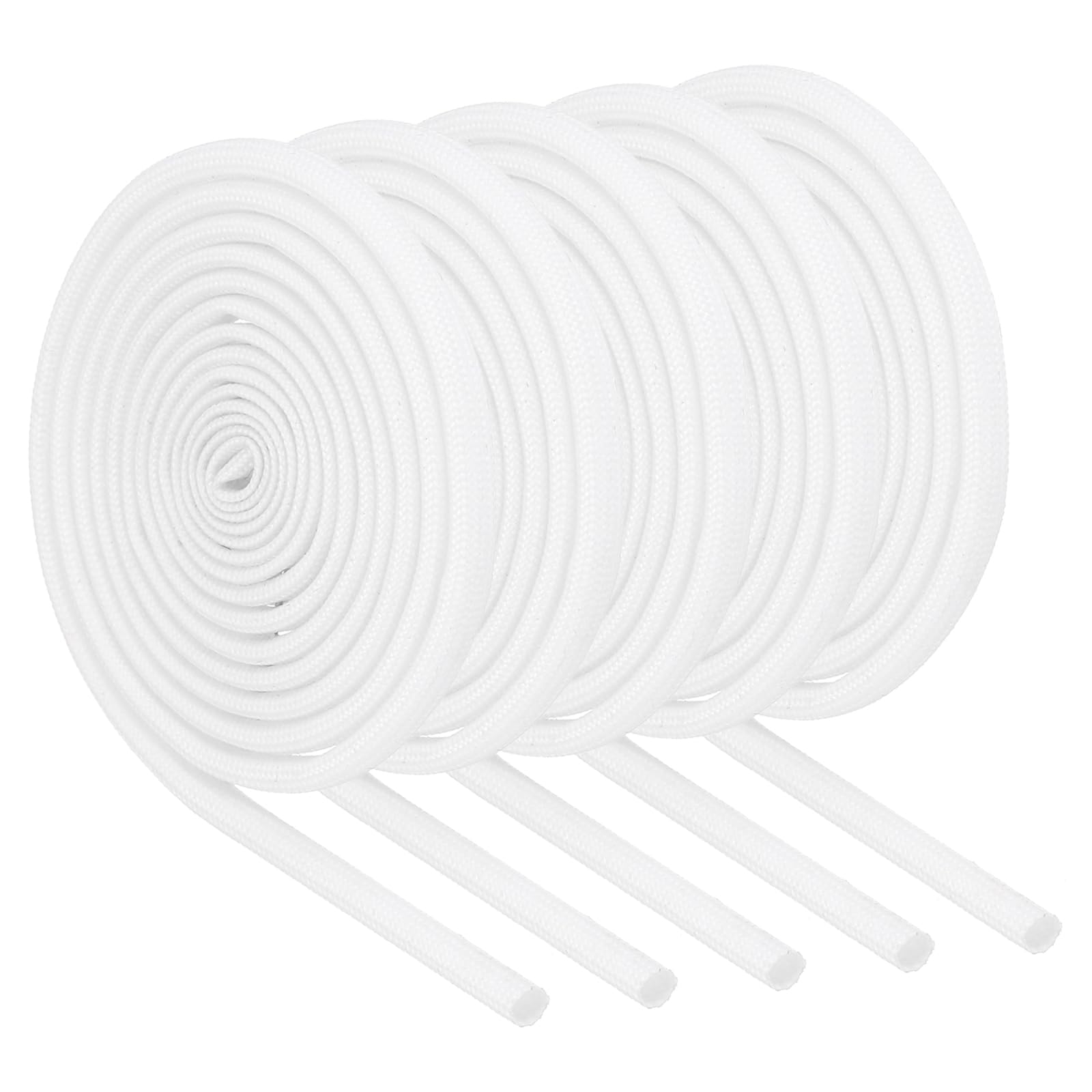 MECCANIXITY 5Pcs Wire Insulation Braid Fire Sleeve,3.28Ft-2.5mm ID White, High Temp Silicone Coated Fiberglass Sleeving for Automotive Hose Lines