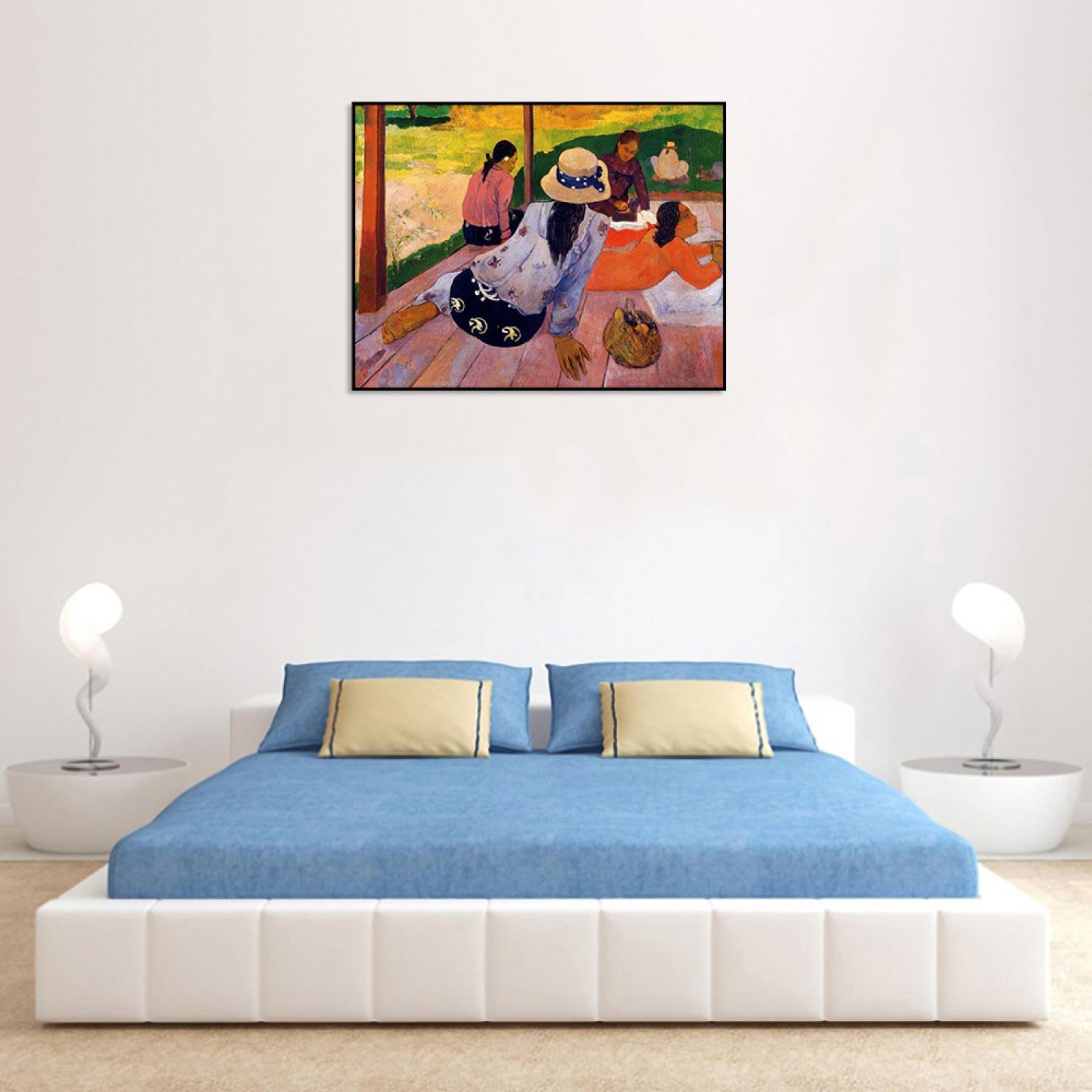 Phyrek123 Paul Gauguin Láminas artísticas Reproducciones de pinturas famosas The Siesta Cuadros de arte de pared de lienzo para decoración 80x104cm Enmarcado negro