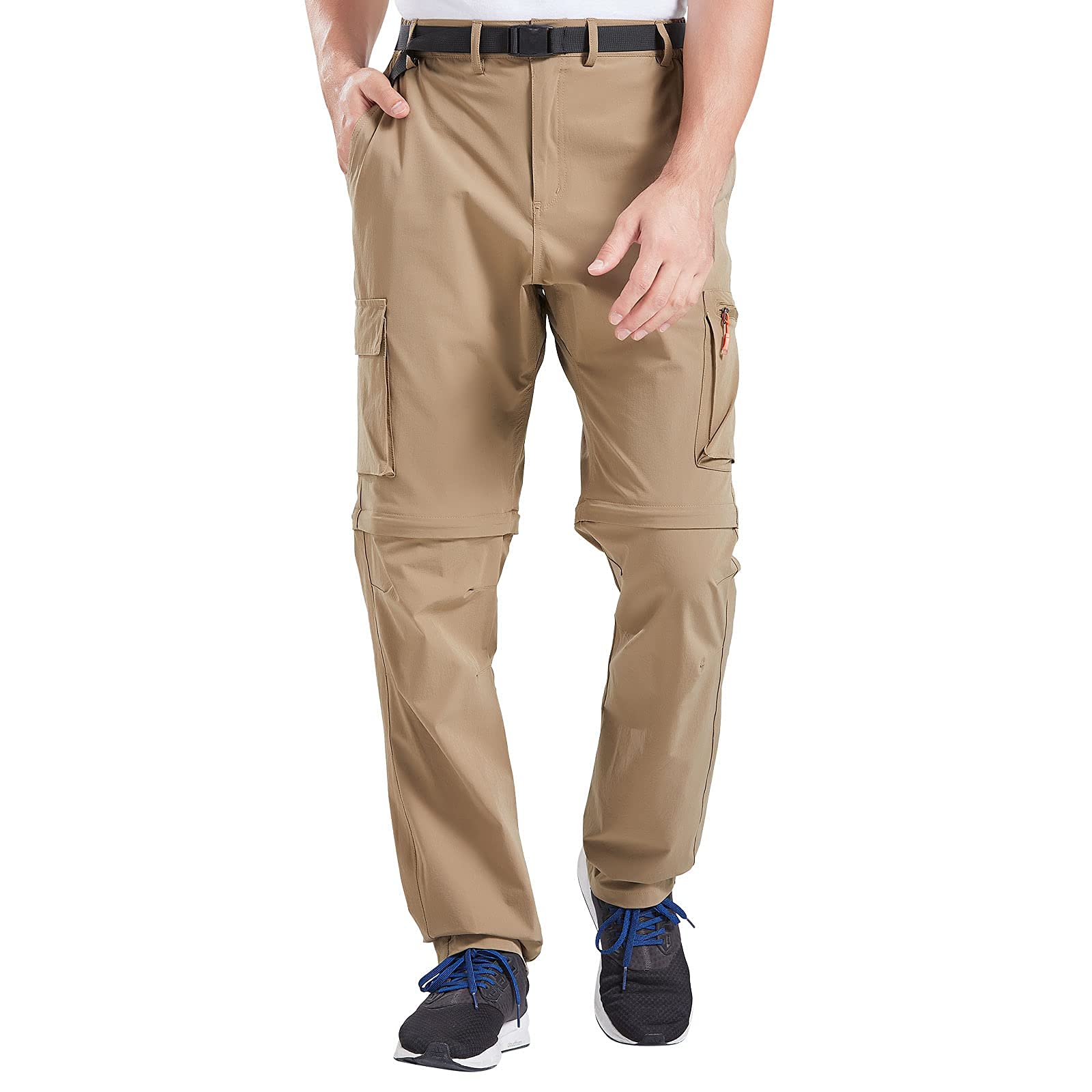 Pantalon et short de randonnée pour homme convertible, à séchage rapide (kaki, noir)