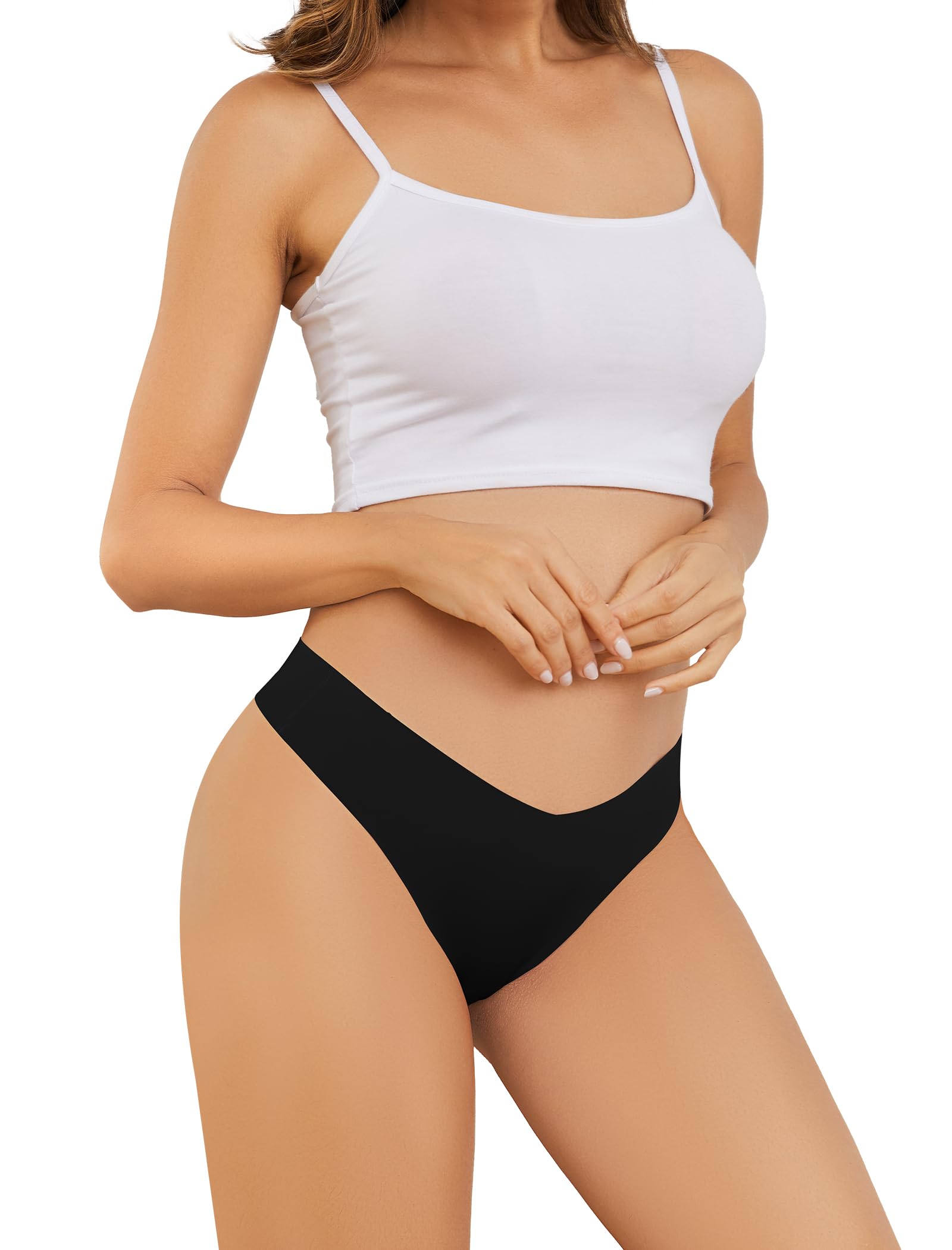 Voenxe Majtki Damskie Stringi Damska Bezszwowe,Seamless Underwear Wielopak | 5 Pack Low Waisted Stanem Women Thong Panties,Obniżana Stan OddychająCe Sportowe MięKka,Kobiet RozciąGliwych Wygodne Damskiej