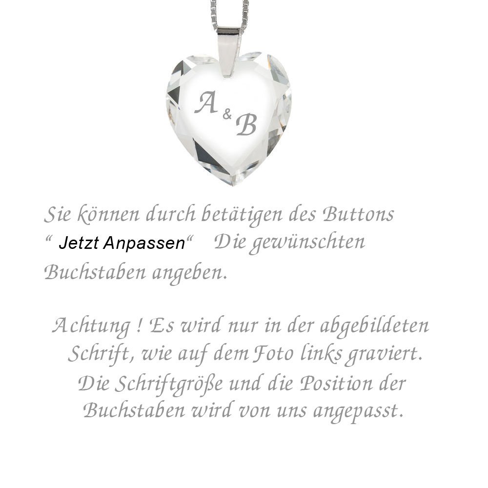 Damen Halskette 925 Sterling Silber mit SWAROVSKI ELEMENTS Herz individuell gestalten