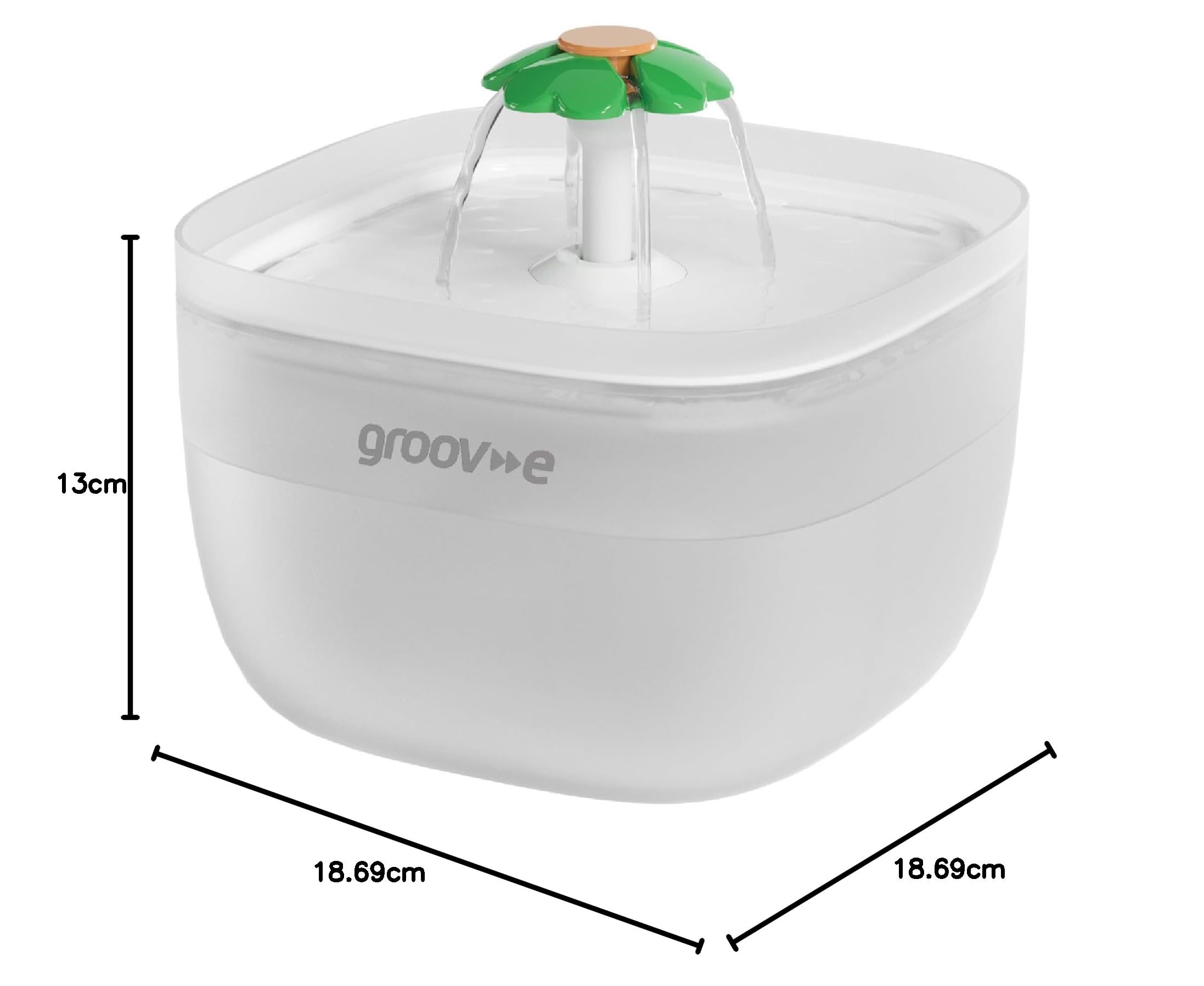 Groov-e Pet-Tech Fontaine à eau pour animaux de compagnie – Distributeur d'eau automatique pour chat et chien, réservoir de 2 L, débit silencieux, filtration à 4 couches, bol lumineux, design facile à
