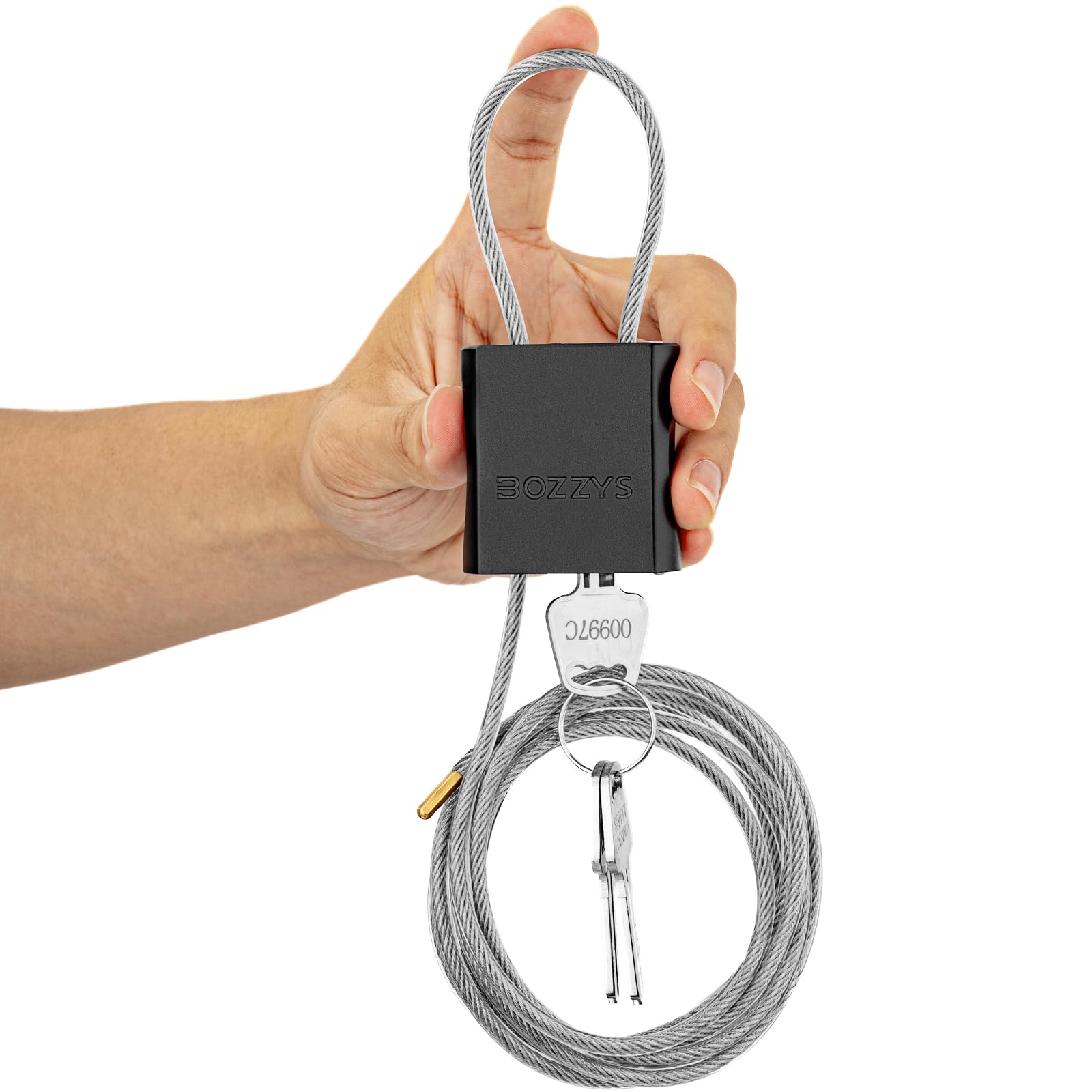 BOZZYS Cable Lock with 3 Keys | Adjustable Steel Cable Lock | Aluminum Locks for Bikes, Gate, Lockers & Outdoor Gear (Black-L 6.56ft(2m),D 1/6in(4mm))