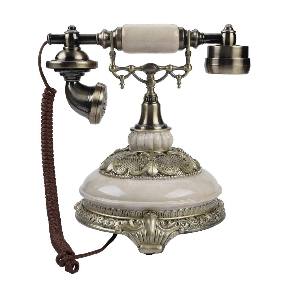 Retro przewodowy telefon stacjonarny, stary europejski telefon stacjonarny w stylu vintage Identyfikator wyświetlacza FSK/DTMF/przypomnienie o połączeniu z hotelem/salonem/wystrojem