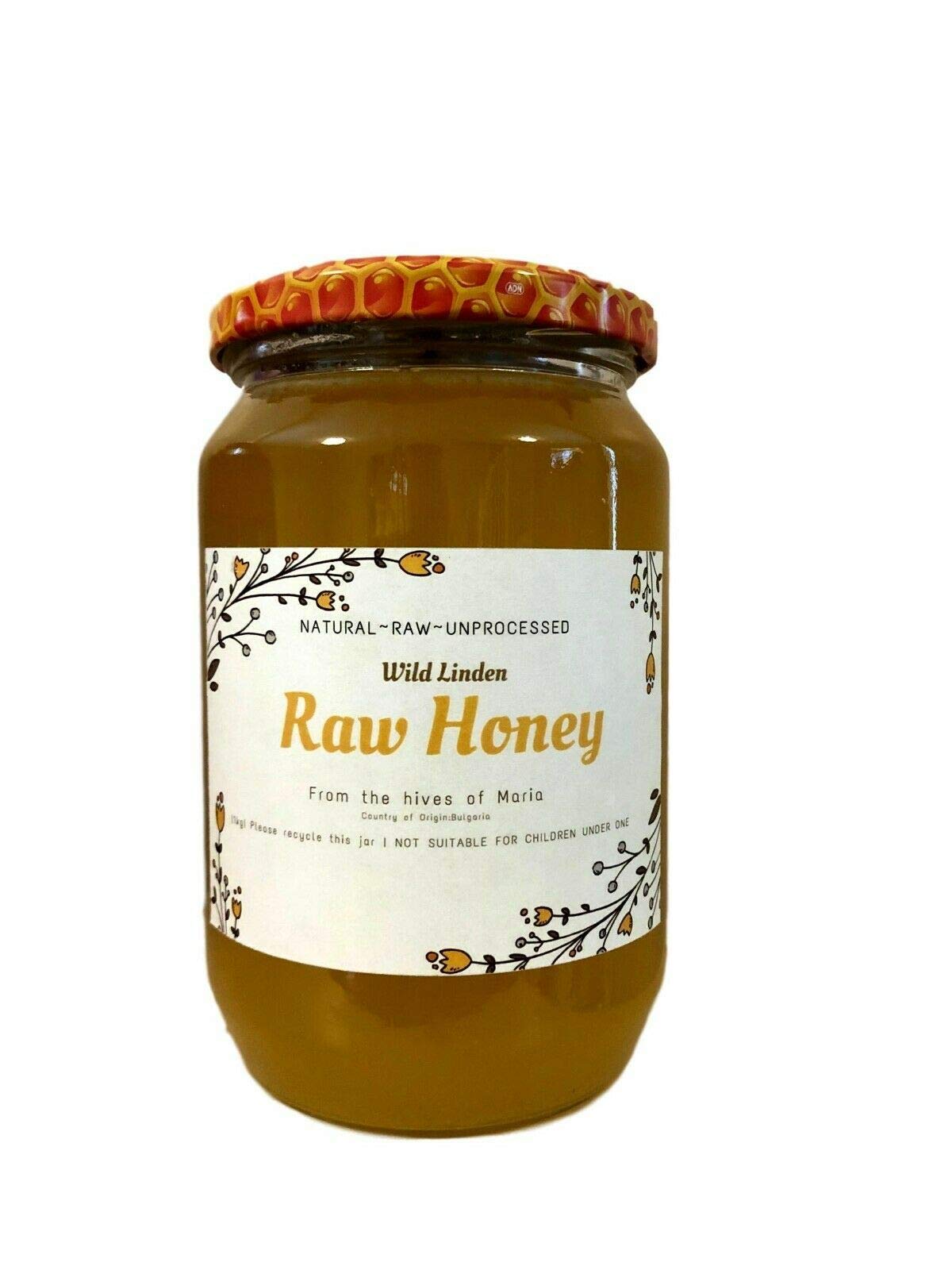 100% czysty surowy organiczny dziki miód lipowy 1 kg nowy dziki zbiór wegetariańska ekonomiczny pakiet szklany słoik, niefiltrowany, niepodgrzewany, nielakierowany