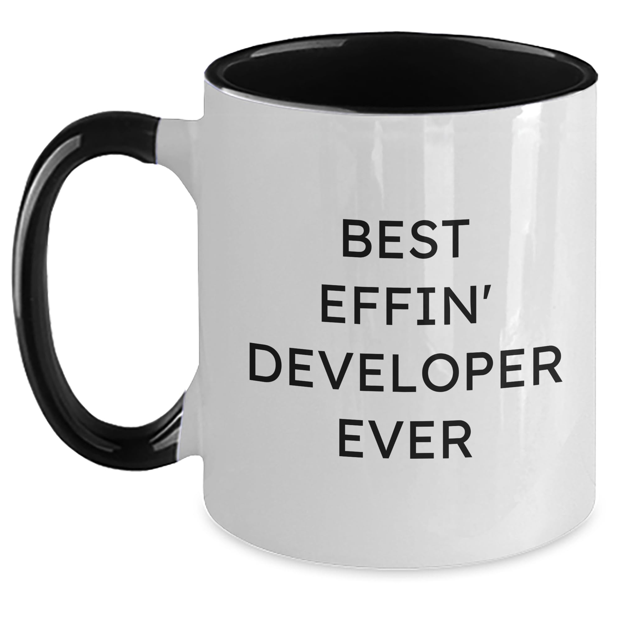Best Effin' Developer Ever Funny Two Tone Coffee Mug Gifts from Men for Friends and Coworkers Birthday