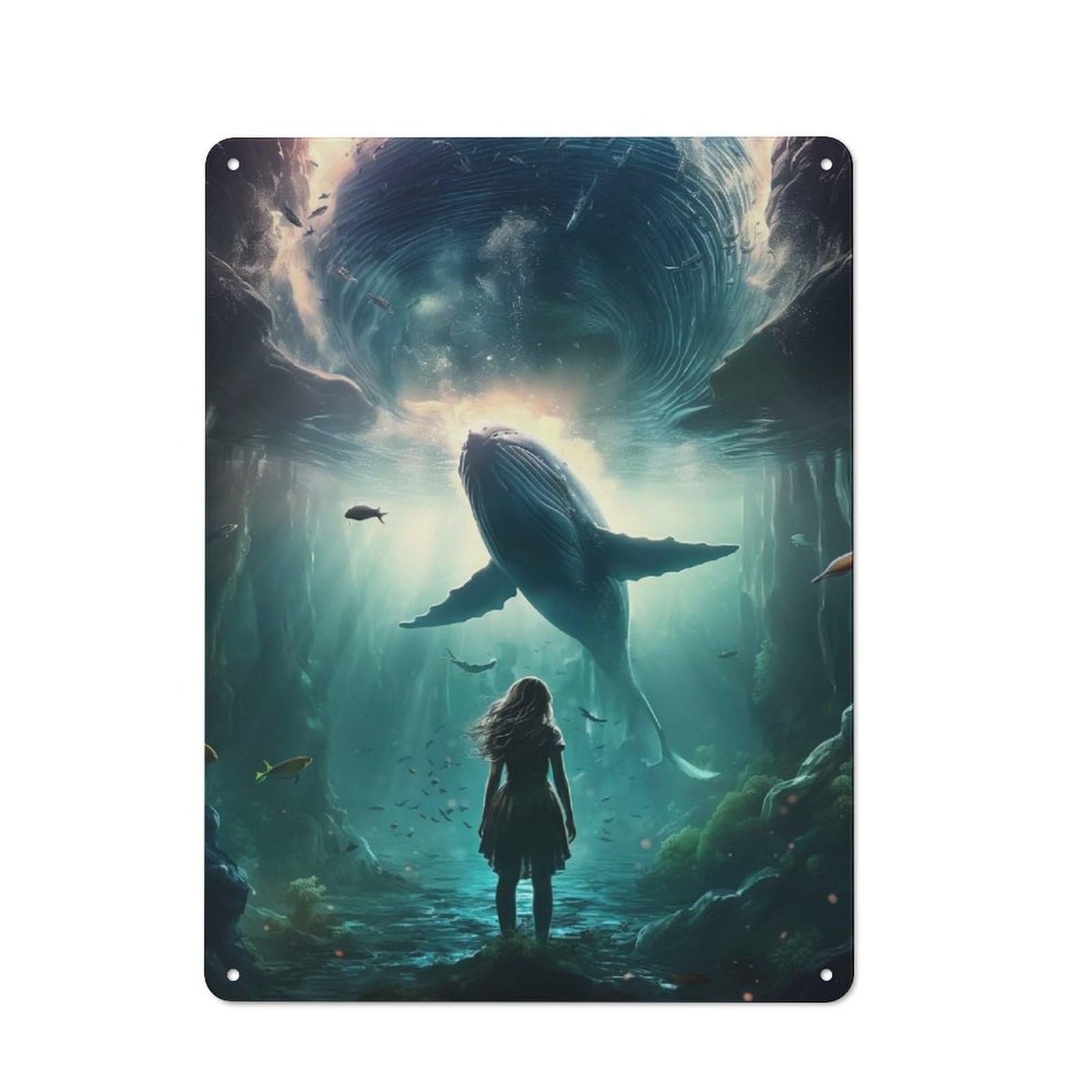 Junmoney Marine Dreamscape Shop Front Style Metal Wall Decor 40X30cm, Cafe Metal Sign For Takeaway, Bar, Kitchen Or Counter Area