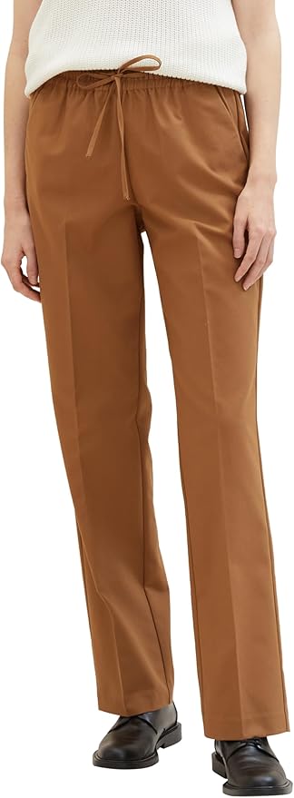 TOM TAILOR Tapered Relaxed Broek voor dames, met trekkoord, 16427, bordeauxrood, 42W / 28L