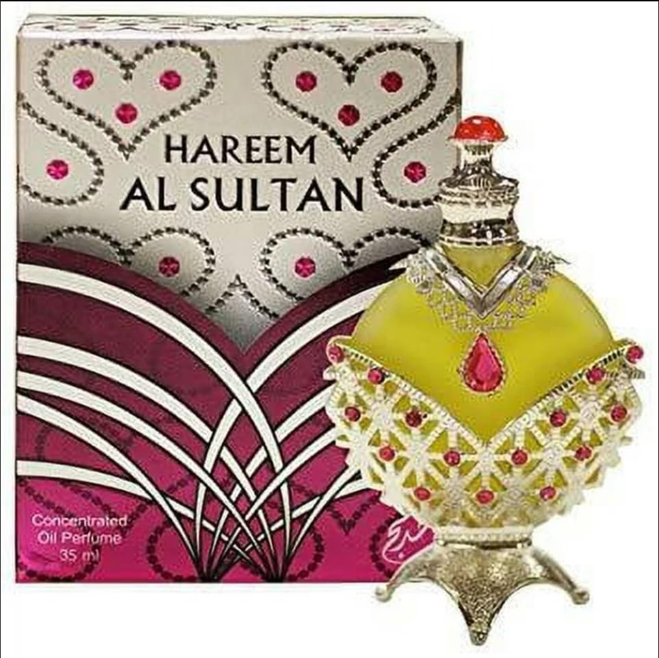 Aceite de Perfume Puro Concentrado de Plata Al Sultan MUSKY Unisex, 0.5 fl oz. Pure Attar de Emiratos Árabes Unidos El Sensuous Scent of Arabian