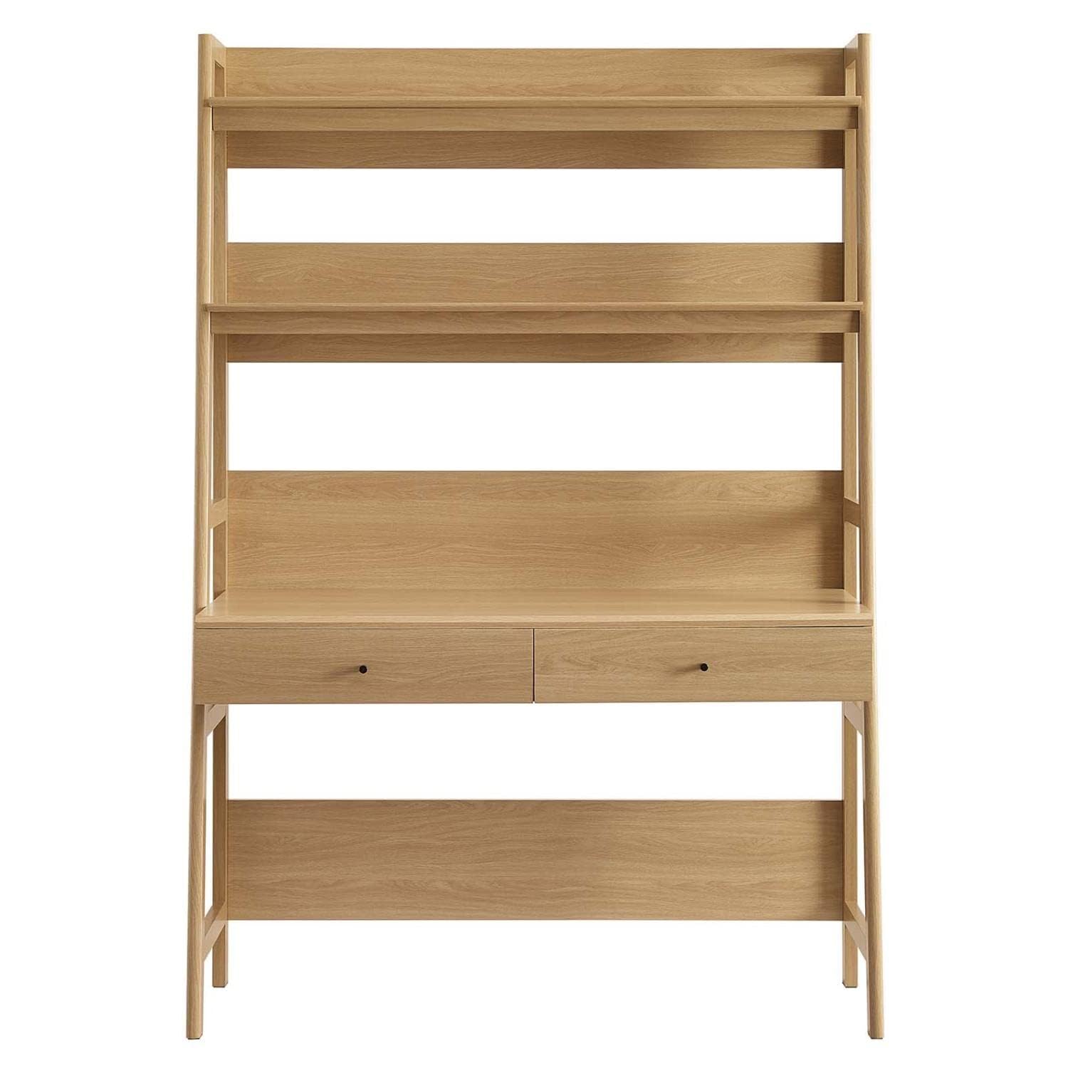 Amazon.com: Modway Bixby Home Office Desk with Bookshelf in Oak