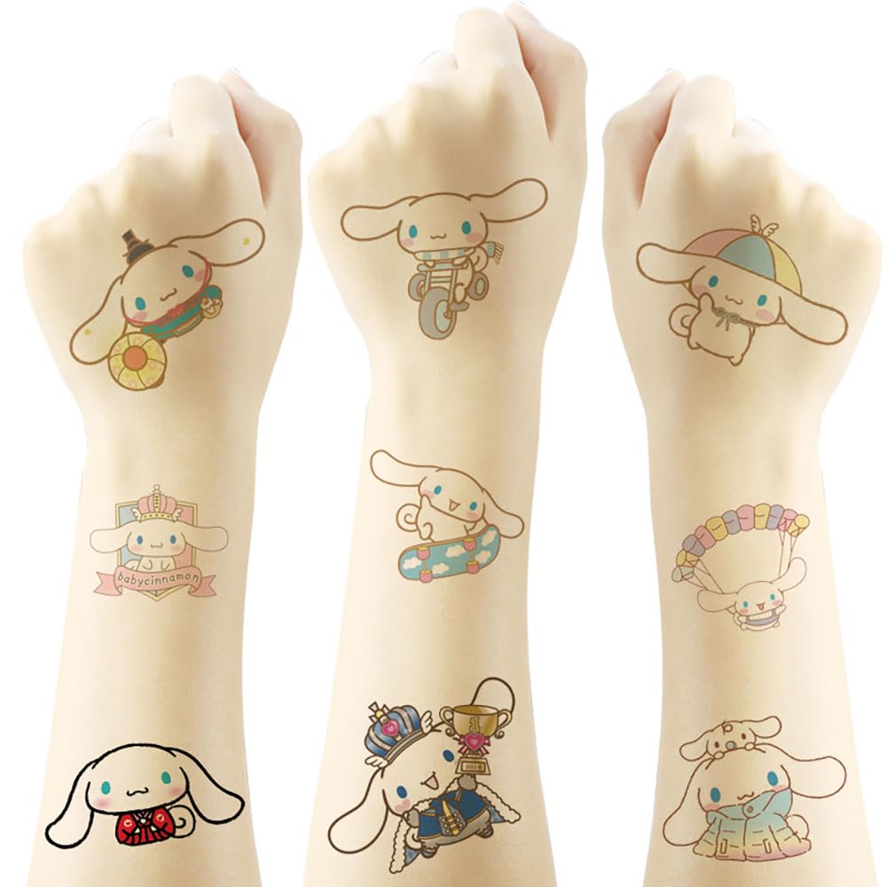 Cinnamoroll Temporary Tattoo for Kids, 20 Sheets Big Children's Temporary Tattoo Body Art Tattoo Stickers,Goody Bag Stuffers Party Bag Fillers (2x2 Inch)