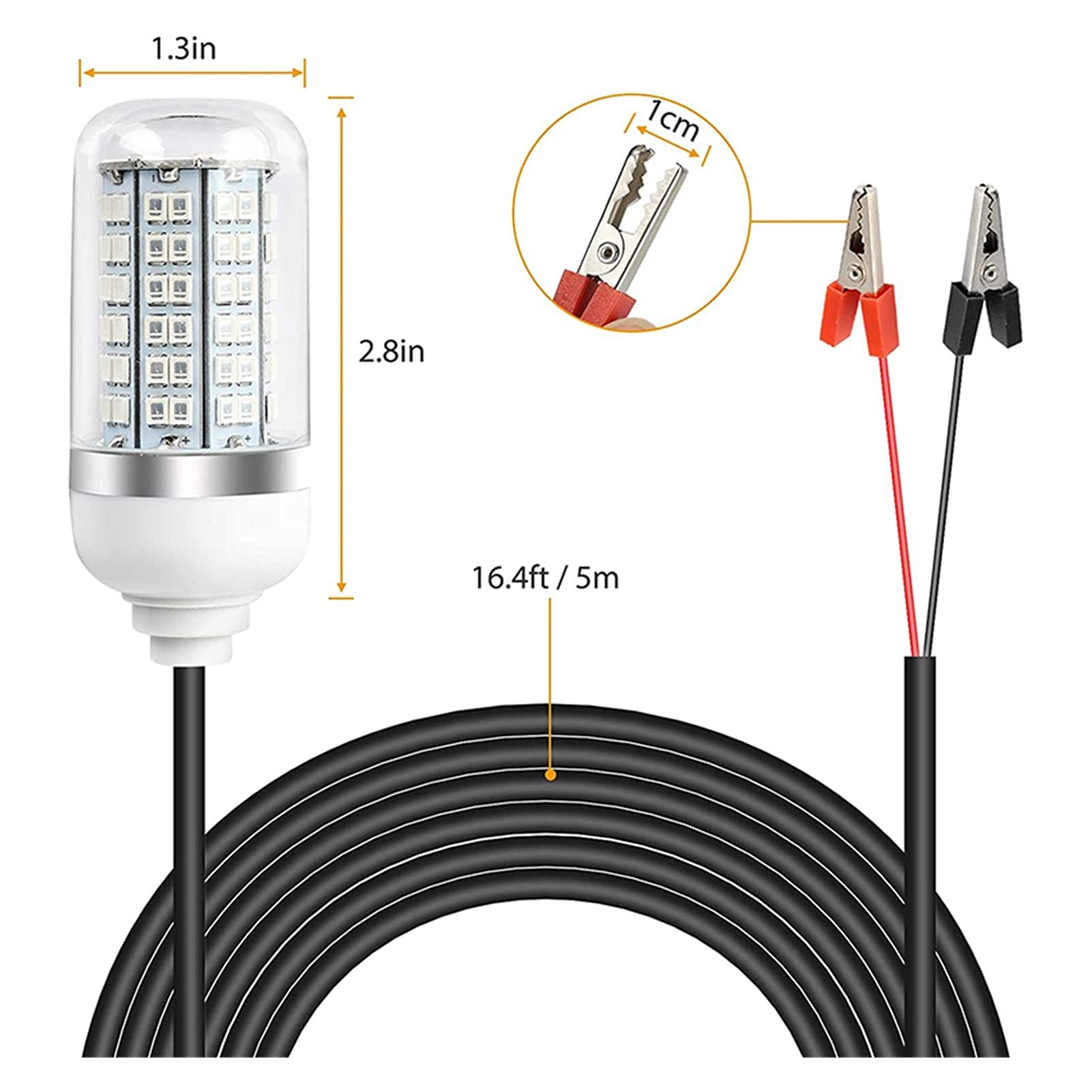Wykrywacz ryb, Fish Fisher Light Fishing Podwodny Lampa Przynęta 108 sztuk LED IP68. Łódź rybacka łodzi Ryba Przyciąganie światła