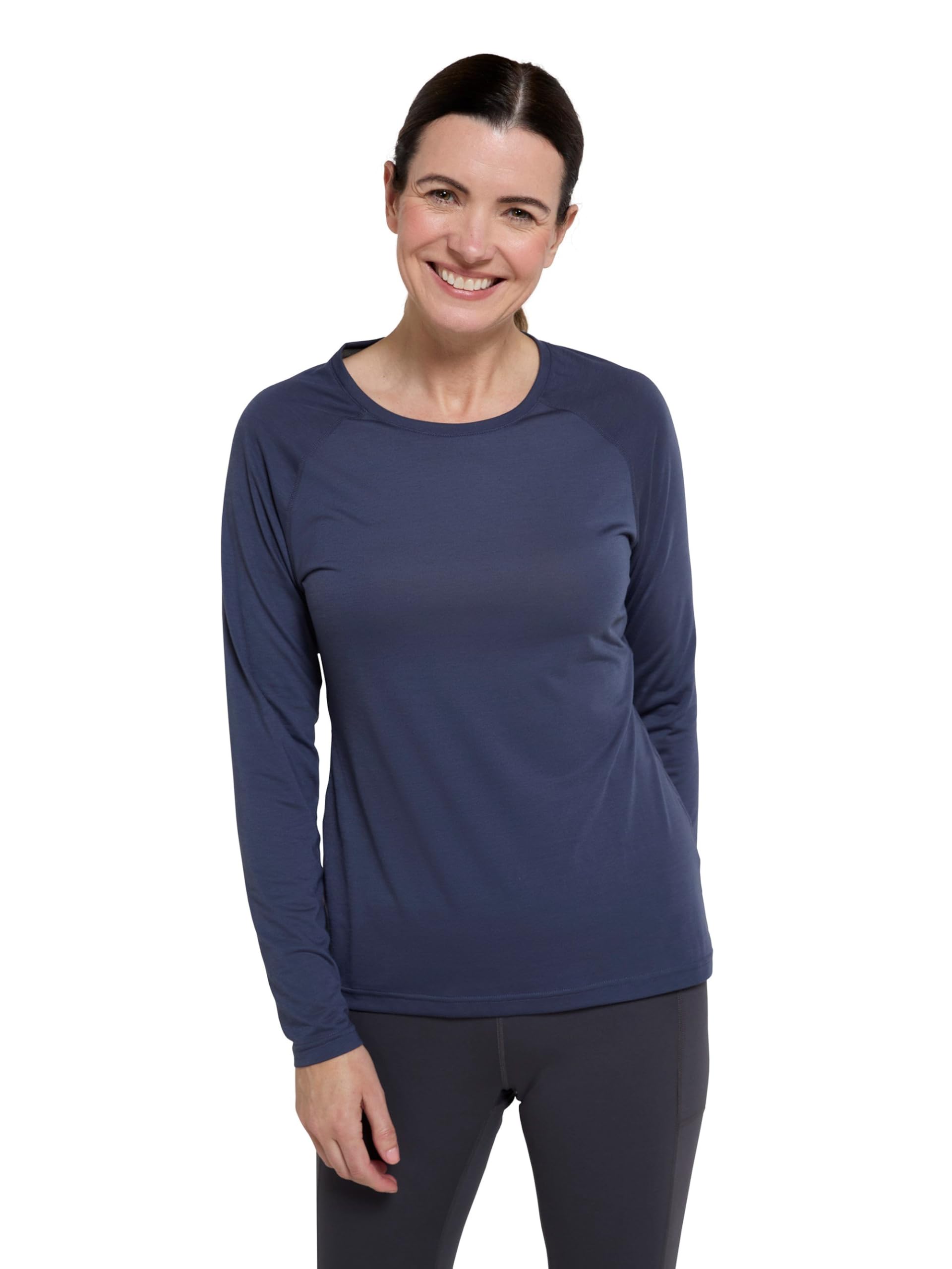 Mountain Warehouse Women's Dynamic Top Quick Drying High Wicking Gym T-Shirt in Dark Blue | Size: 8