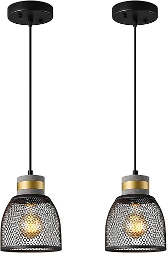 Miniatura 1 de Lámpara colgante industrial moderna con pantalla lineal de hormigón y metal negro, lámpara colgante negra para isla de cocina para dormitorio,