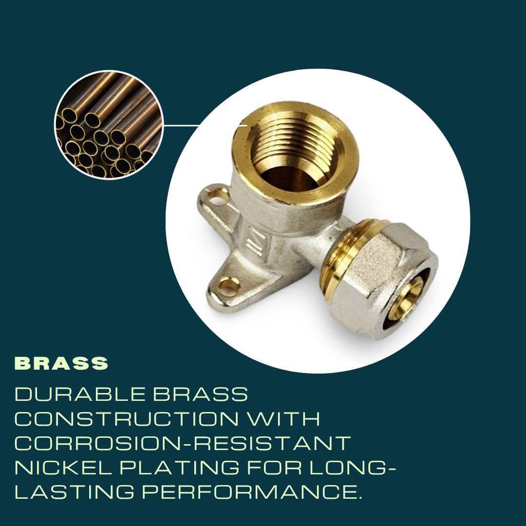 Wrmer System 16mm x 1/2" Wall Plate Elbow Female Compression Fitting for Plumbing Connections Pack of 2 - Image 3