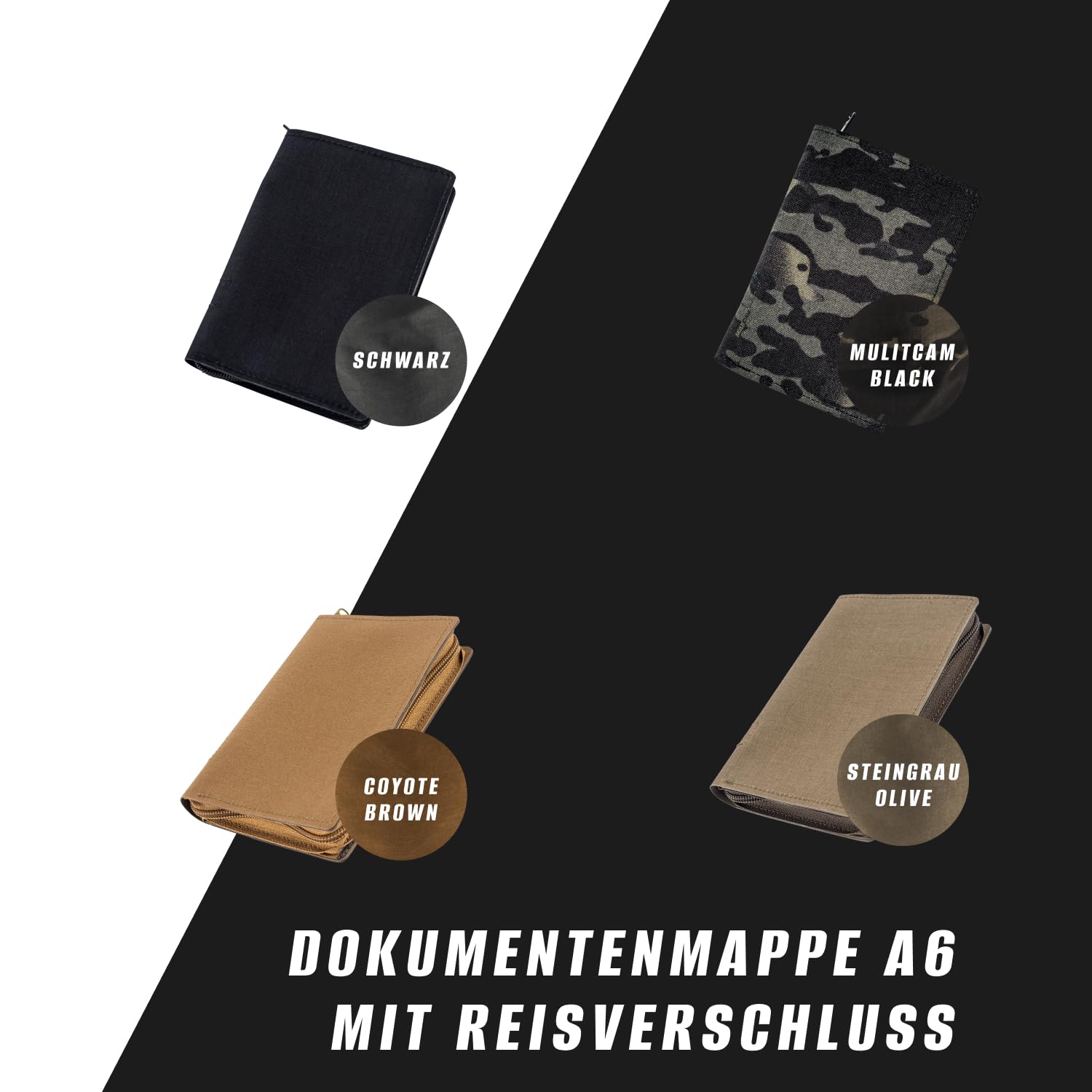 Dokumentenmappe A6 mit Reißverschluss (Coyote Brown)