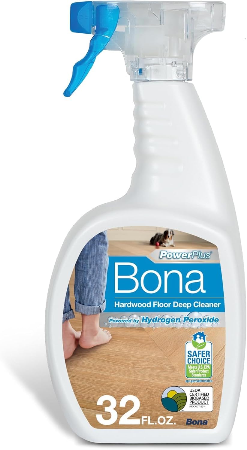 PowerPlus Hardwood Floor Deep Cleaner Spray - 32 fl oz - Refillable - Oxygenated Formula and Residue-Free Floor Cleaning Solution - for Wood Floors
