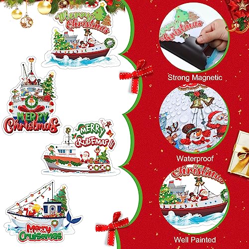 Image of Kanayu 4 Pcs Christmas Cruise Door Magnets Decorations Magnetic Cruise Ship