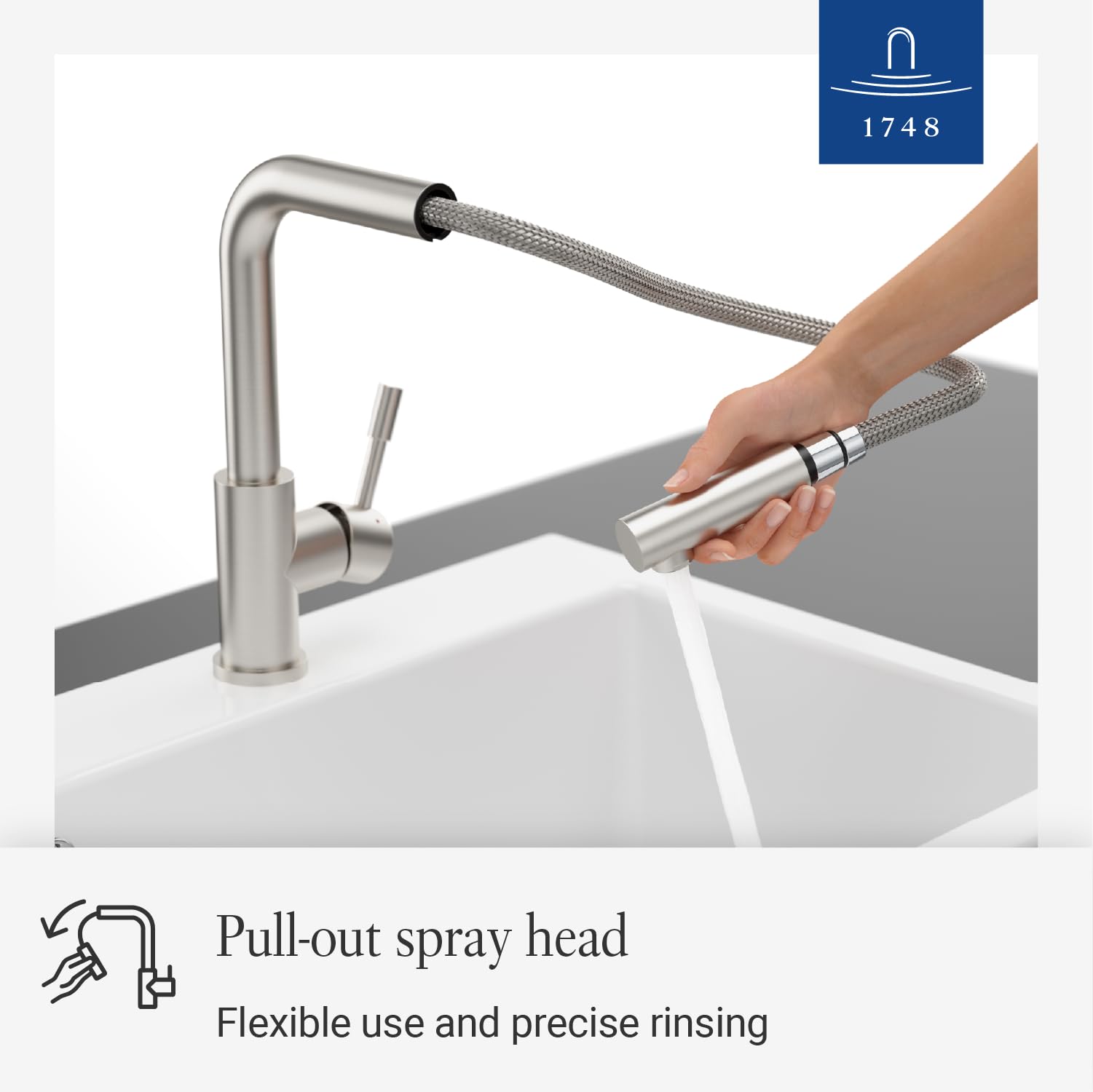 Villeroy & Boch Steel Shower Bateria Zlewozmywakowa, Srebrny, 27.5 x 4.5 x 30.5 cm