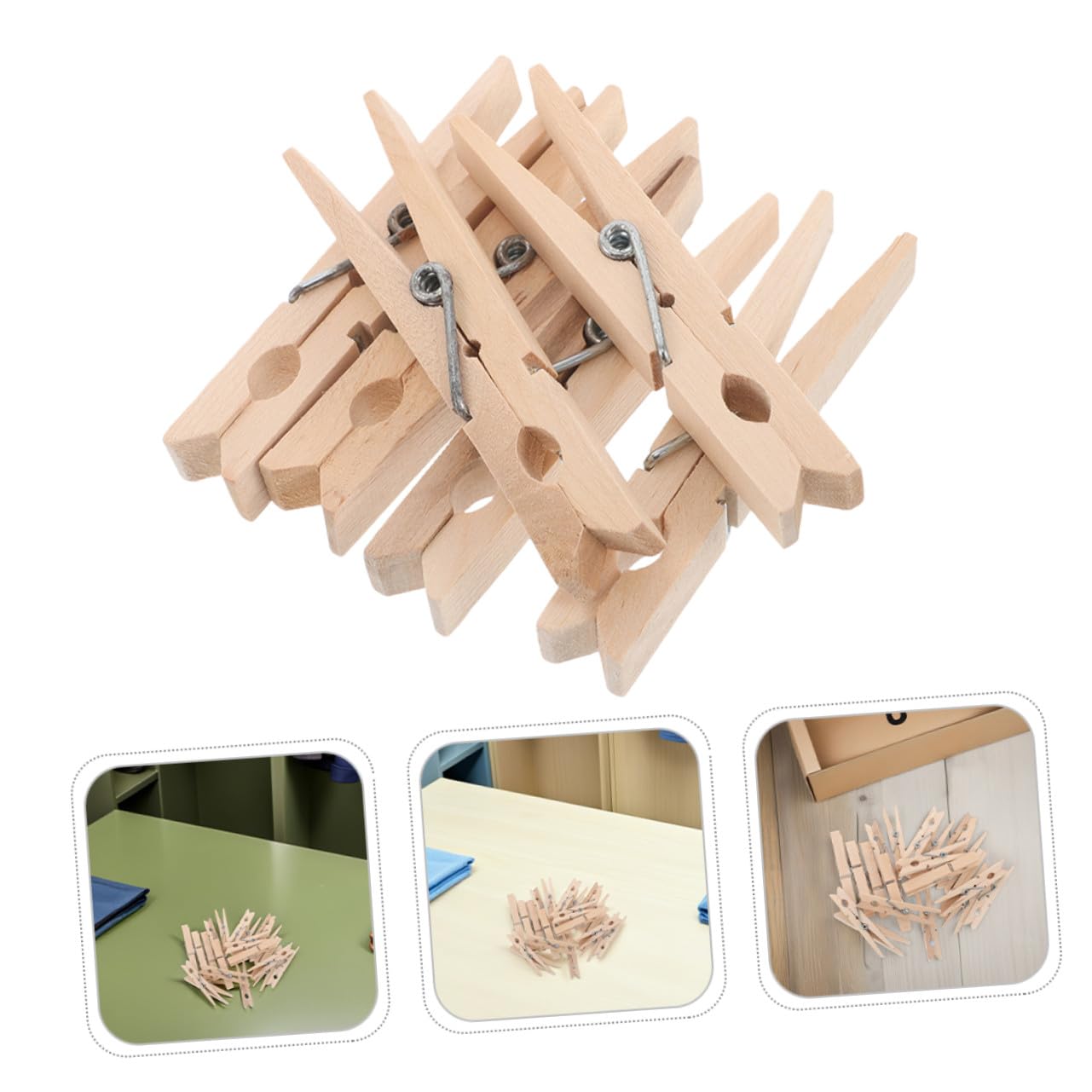 BESPORTBLE 150 pezzi Mollette in Legno per Bucato Clip Antiscivolo Resistenti al Vento per Vestiti e Foto per Calze e Biancheria Accessori Lavanderia Multifunzionali