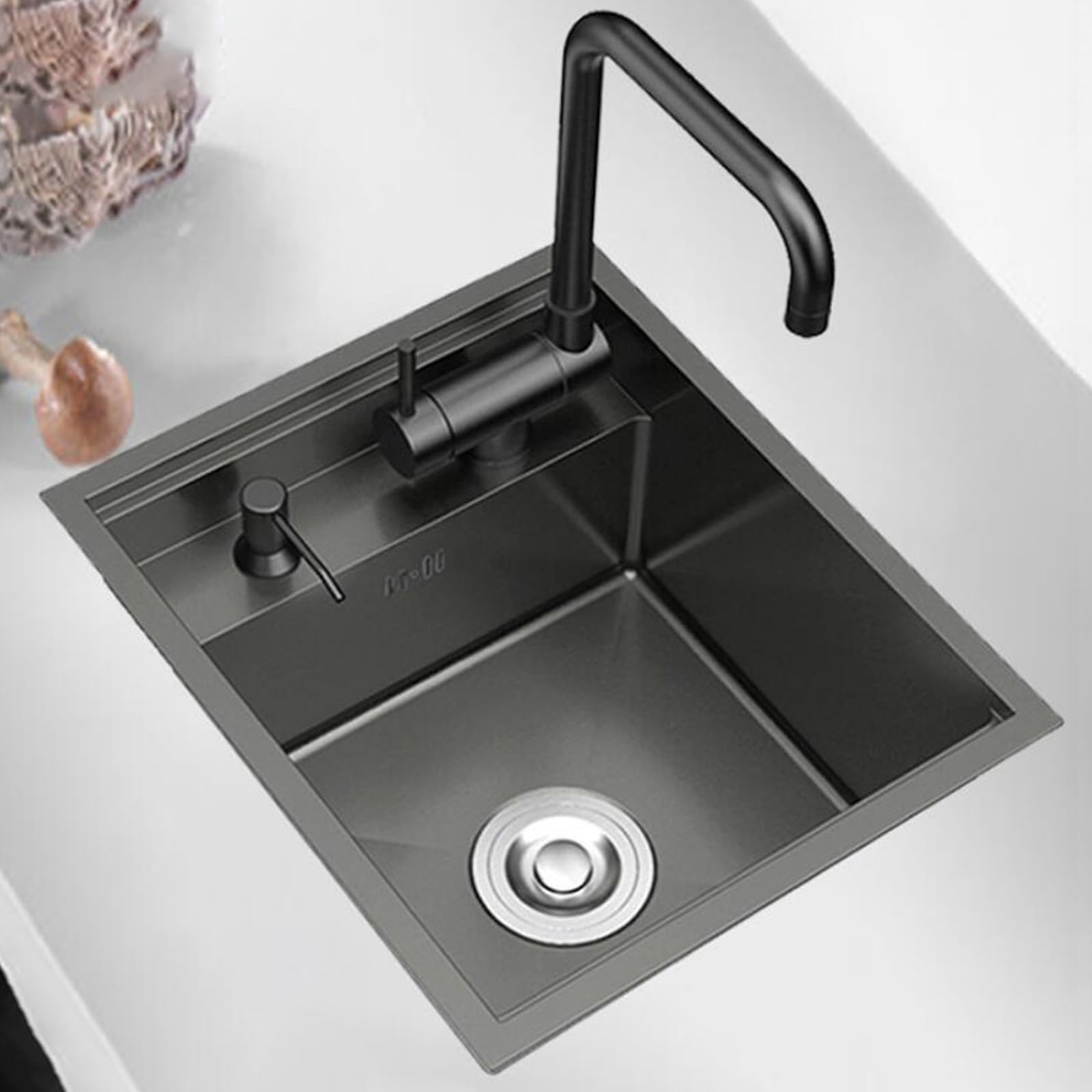 ZQFHSX Stainless Steel Invisible Sink with Cover and Foldable Faucet, Commercial RV Wash Basin for Restaurant, Small Single Bowl Bar Apartment