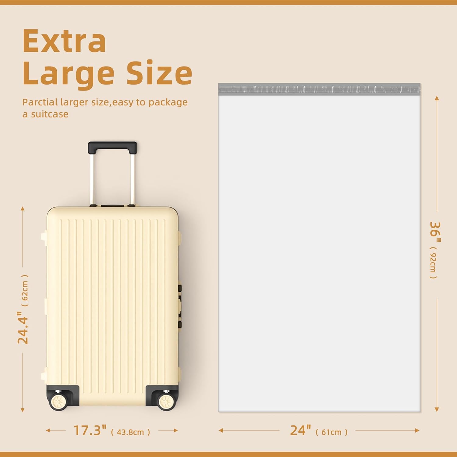 Fuxury Extra Large Poly Mailers 24x36" 50 Pcs, 2.5mil Bulk Heavy Duty Shipping Bags for Clothing,Strong Adhesive Shipping Envelopes for Small Business Supplier,XL Poly Mailing Envelopes White - Image 2