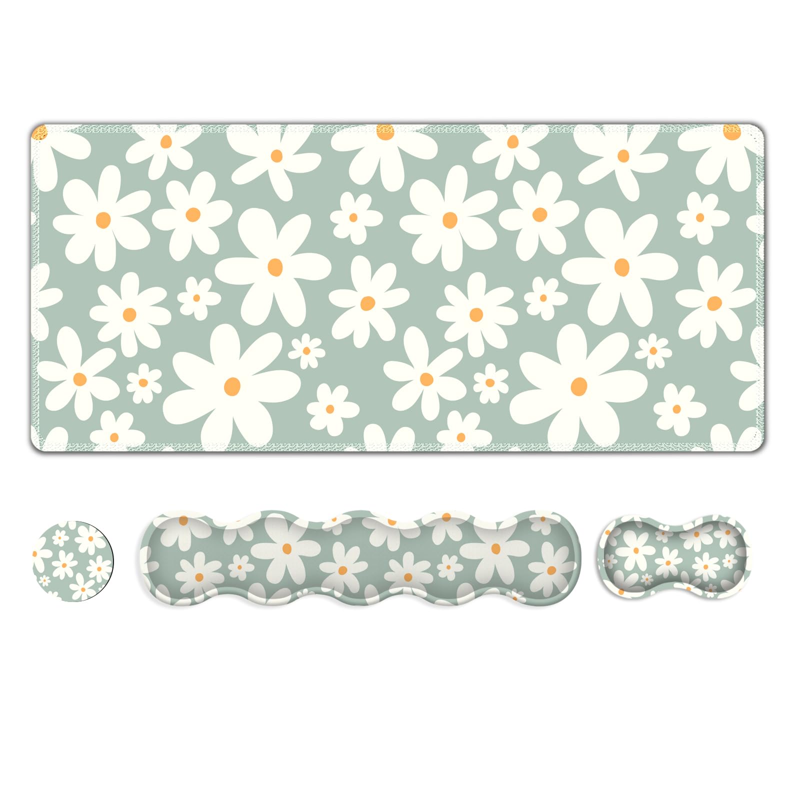 Desk Mat Gaming Mouse Pad Cute Desk Matt Keyboard Wrist Rest for Desktop Anti-Slip Big Mousepad Stitched Edges