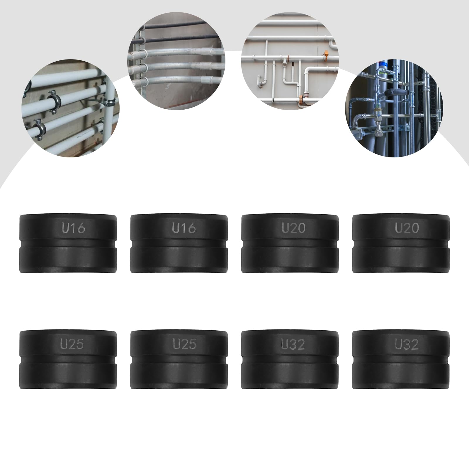 Mordaza de prensado U16, U20, U25, U32 para prensar tubos PEX, aluminio y plástico y PB