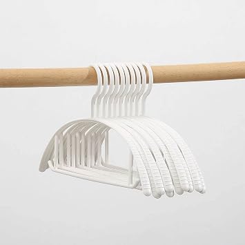 Plastic Hangers 10 Pack, Dry Wet Clothes Hangers, Heavy Duty Clothes Drying Rack, Coat Hangers, Non-Slip, No Shoulder Bumps, Strong Load Bearing, for Closet Space Saving