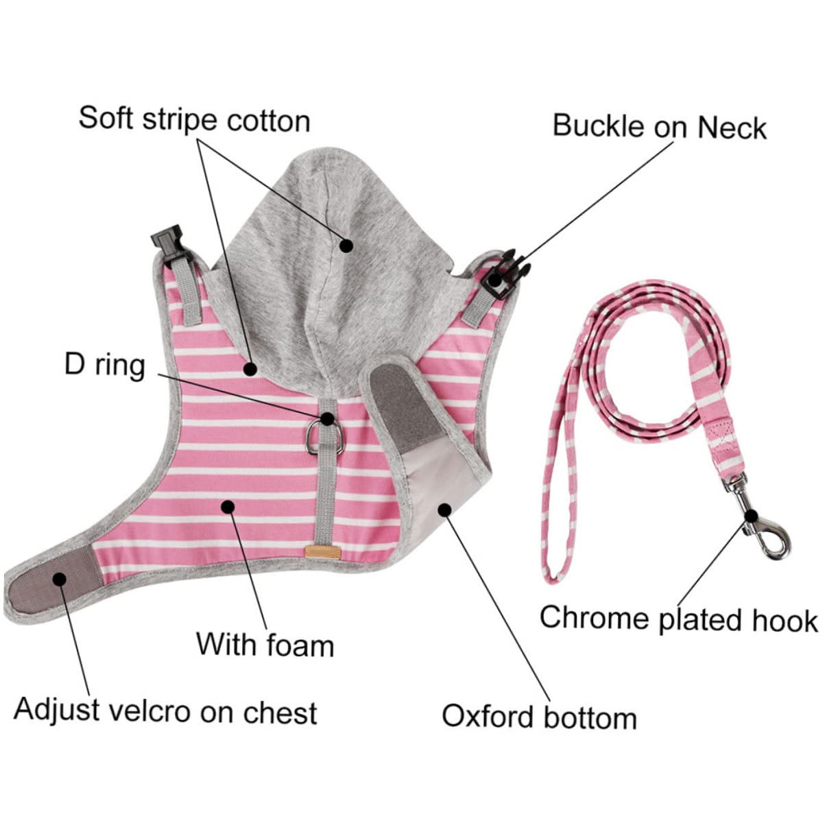 Toddmomy 3pièces Harnais Et Laisse Rayé pour Chat Gilet De Promenade Confortable Et Sécurisé Sangle Ajustable pour Chats pour Et Entraînement