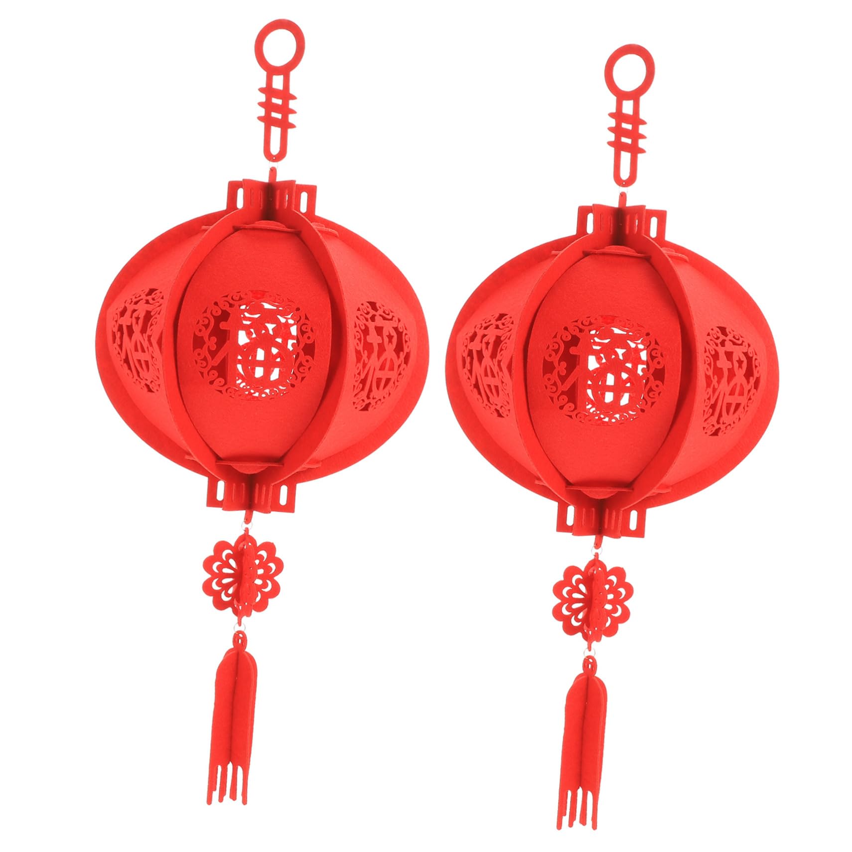 Luxshiny 2pcs Felt Lanterns Festive Year Hanging Ornaments Decorative Fu Character Pendant for Spring and