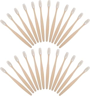 VALICLUD 24 Stück Zahnbürsten aus Bambusfasern für Erwachsene Weiche Borsten Biologisch Abbaubar Sanfte Reinigung Umweltfreundlich Leicht und Kompakt für Familie Hotel und Reisegebrauch