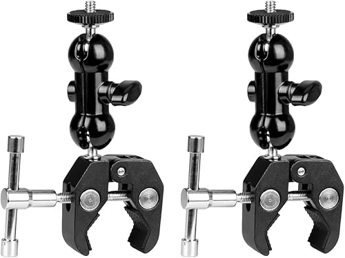 koolehaoda Brazo de bola de doble cabeza esférica para cámara, soporte de montaje de monitor con abrazadera de cangrejo para micrófonos Ronin M