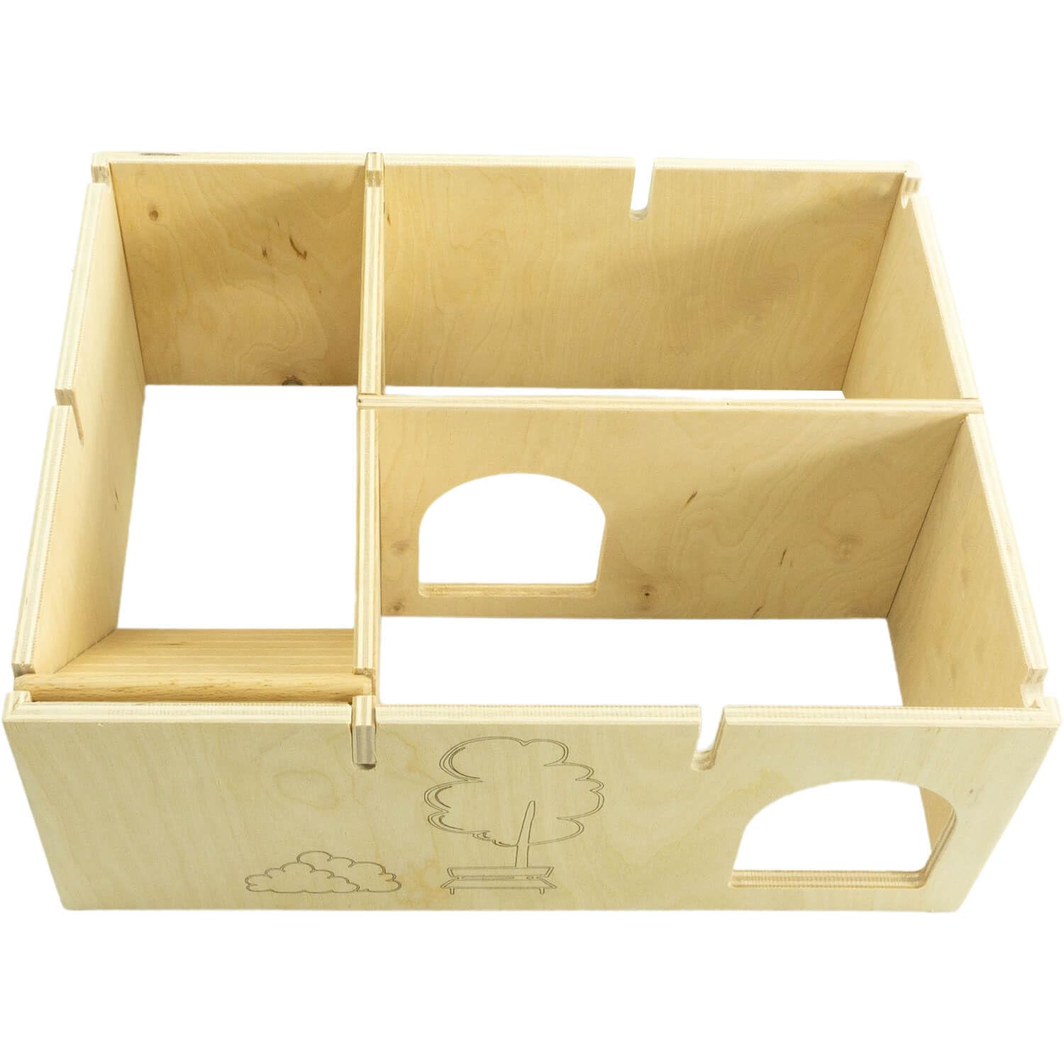 Getzoo Wohnhaus Eduardo - Individuell gestaltbares Kleintierheim aus robustem Multiplex Holz - Flexibles Design mit Leiter - Optimal für Nagetiere und Kleintiere (Eduardo)