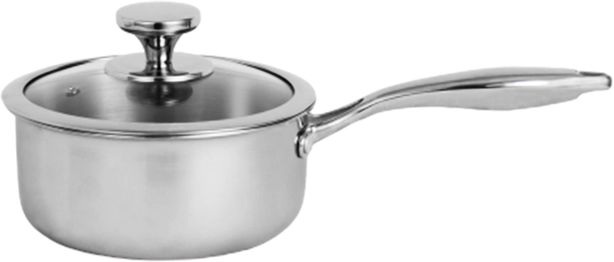 Platinum Triply Stainless Steel Saucepan With Glass Lid 16Cm (Induction Friendly), 1.5 liter