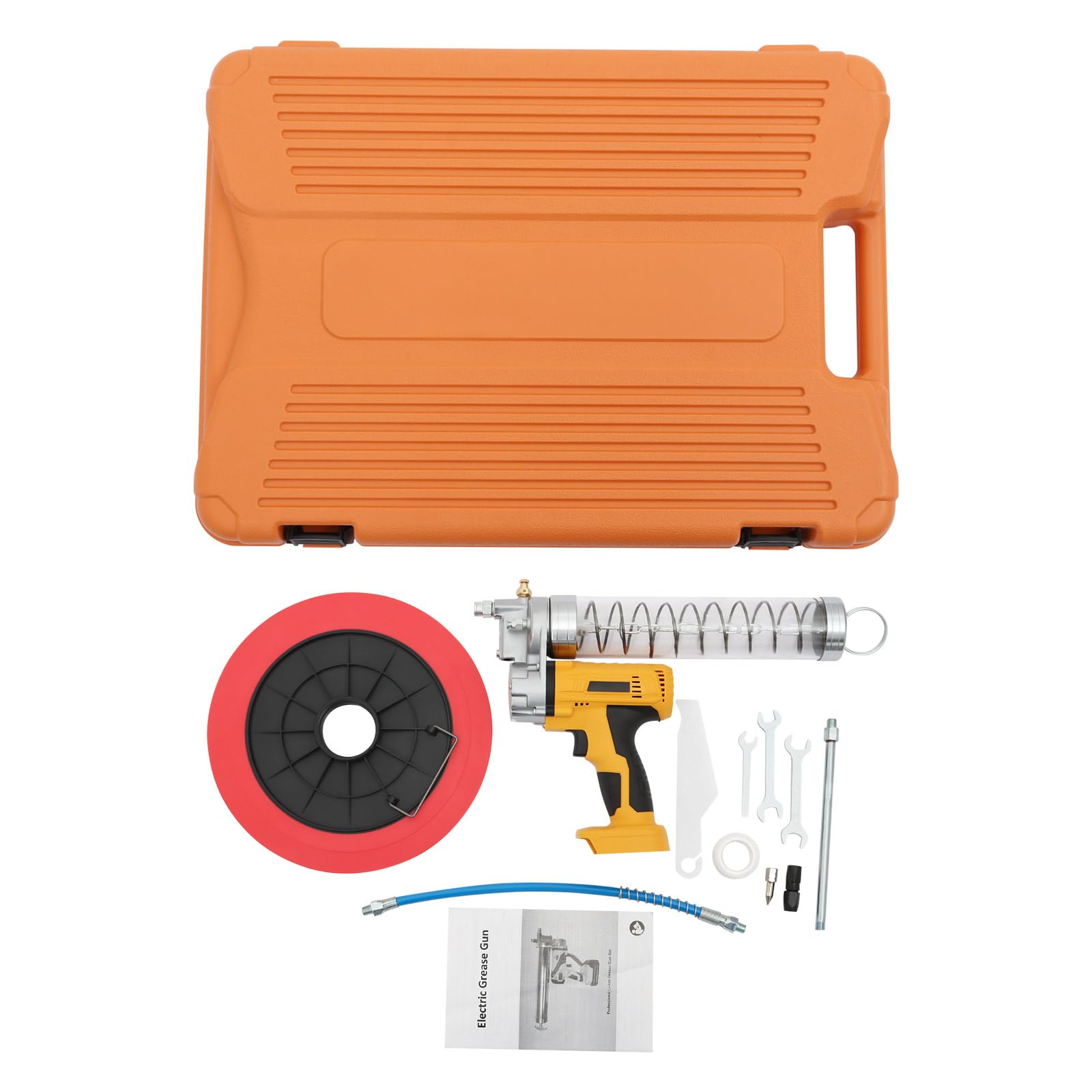 Pistola engrasadora eléctrica con batería, 10000 psi, 21 V/24 V, con tubo de aceite rígido y flexible, pistola de engrase inalámbrica para equipos mecánicos, aceites 900 CC
