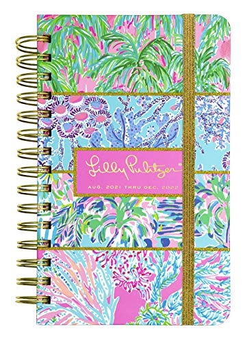 Lilly Pulitzer Medium 2021-2022 Planner Daily Weekly Monthly, Hardcover Agenda Dated Aug 2021 - Dec 2022, 17 Month Calendar with Notes Pages, Stickers, Pocket, & Laminated Dividers, Multi Print
