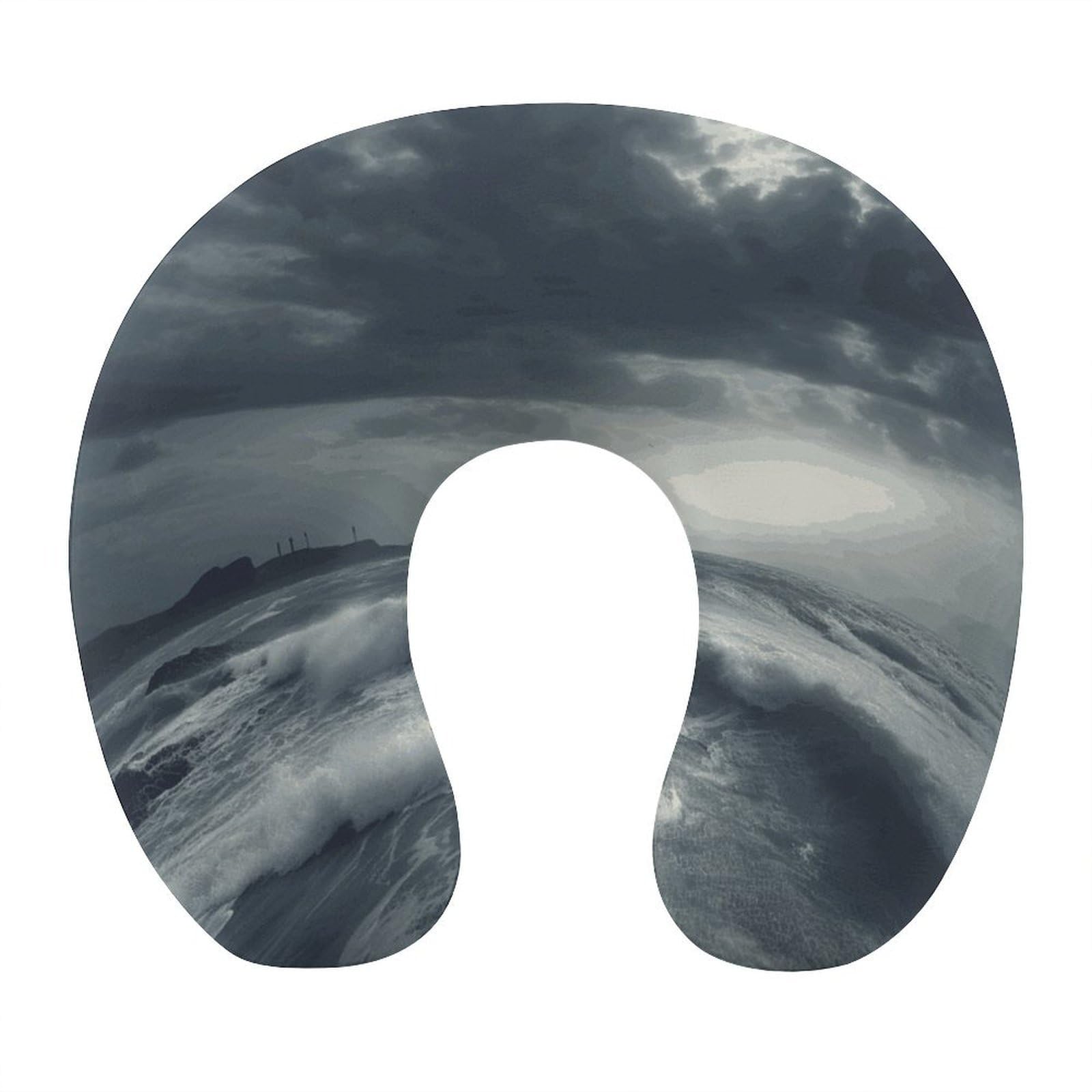 VstaDank Stormy Sea Neck Pillow Memory Foam Sleeping U Shaped Pillows Cooling Travel Head Support Pillows Super Lightweight Portable Airplane Pillow for Car Office Rest